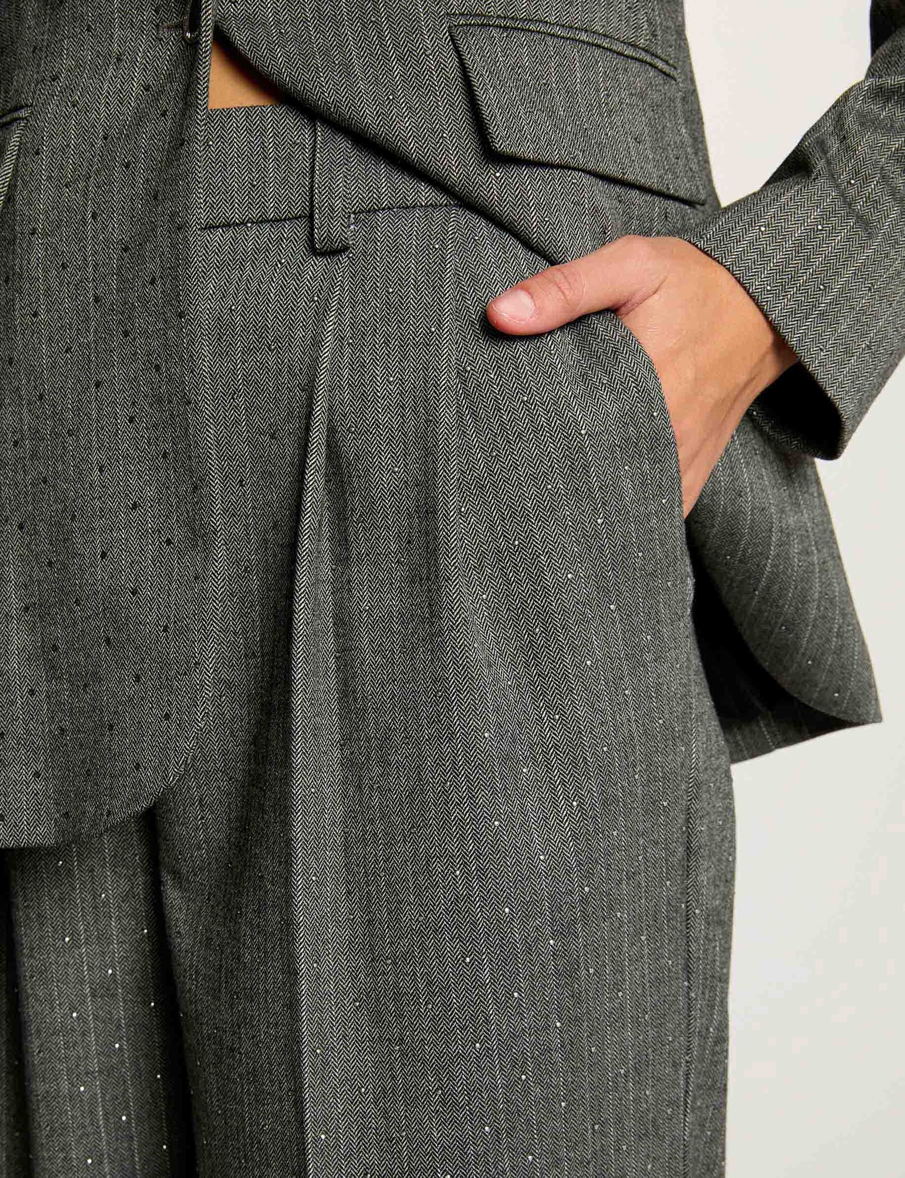 striped straight trousers mid grey women Striped straight trousers mid-grey women