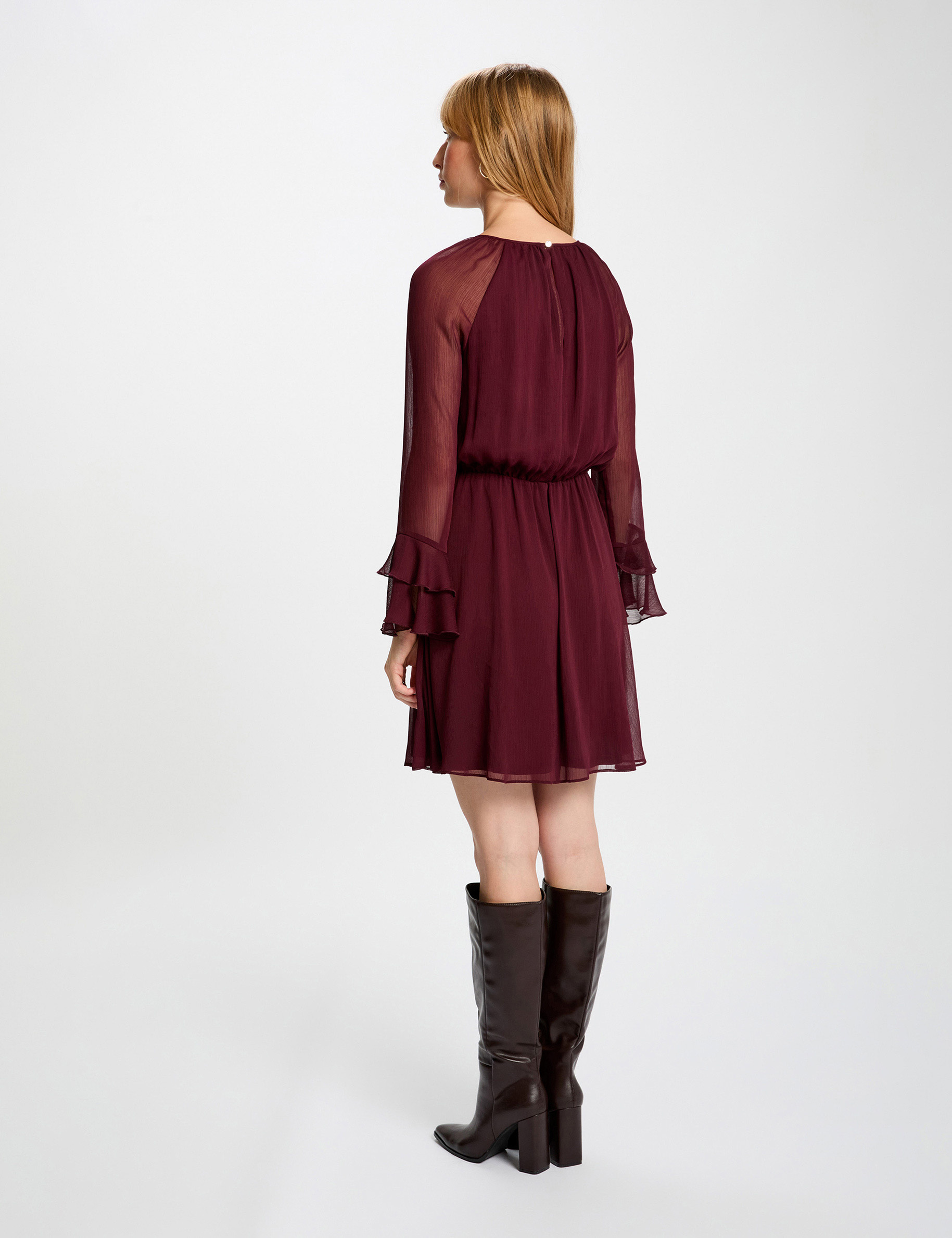 Flowy short dress plum women