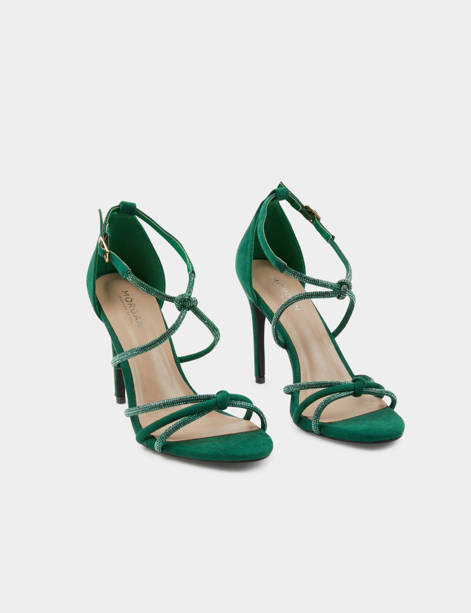 Sandals with heels and rhinestones green ladies' Sandals with heels and rhinestones green ladies'