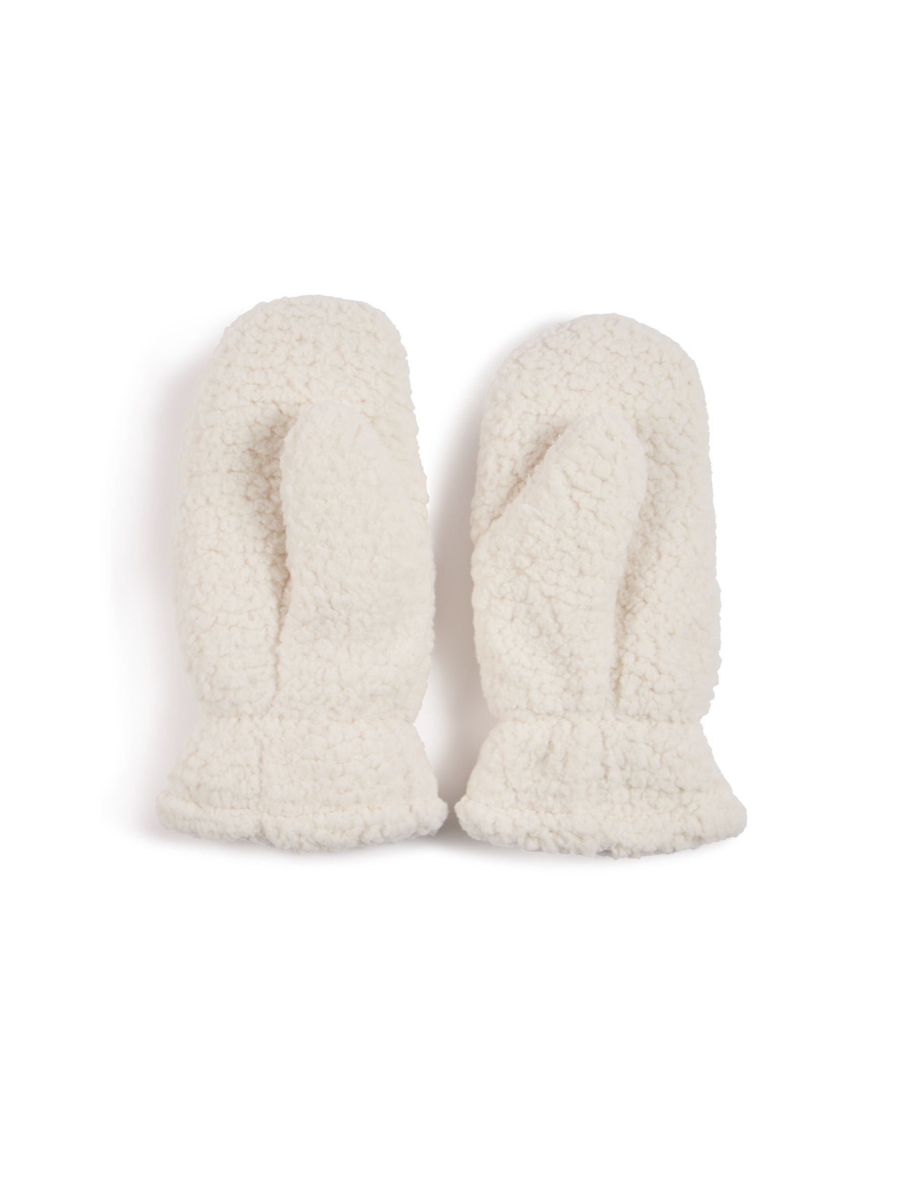 Moufles imitation fourrure ivoire femme