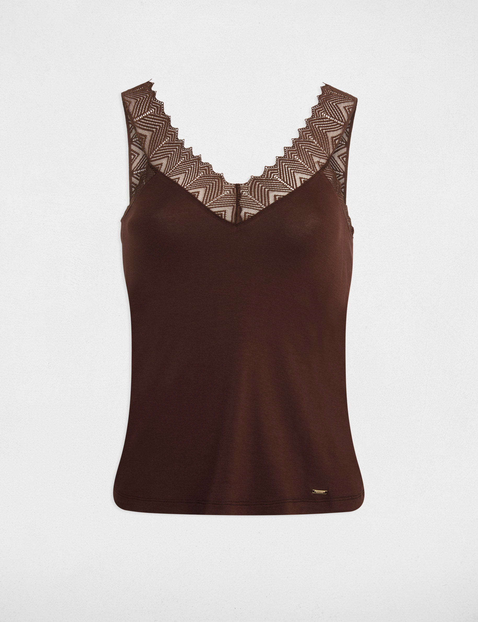 Vest top in lace dark brown women