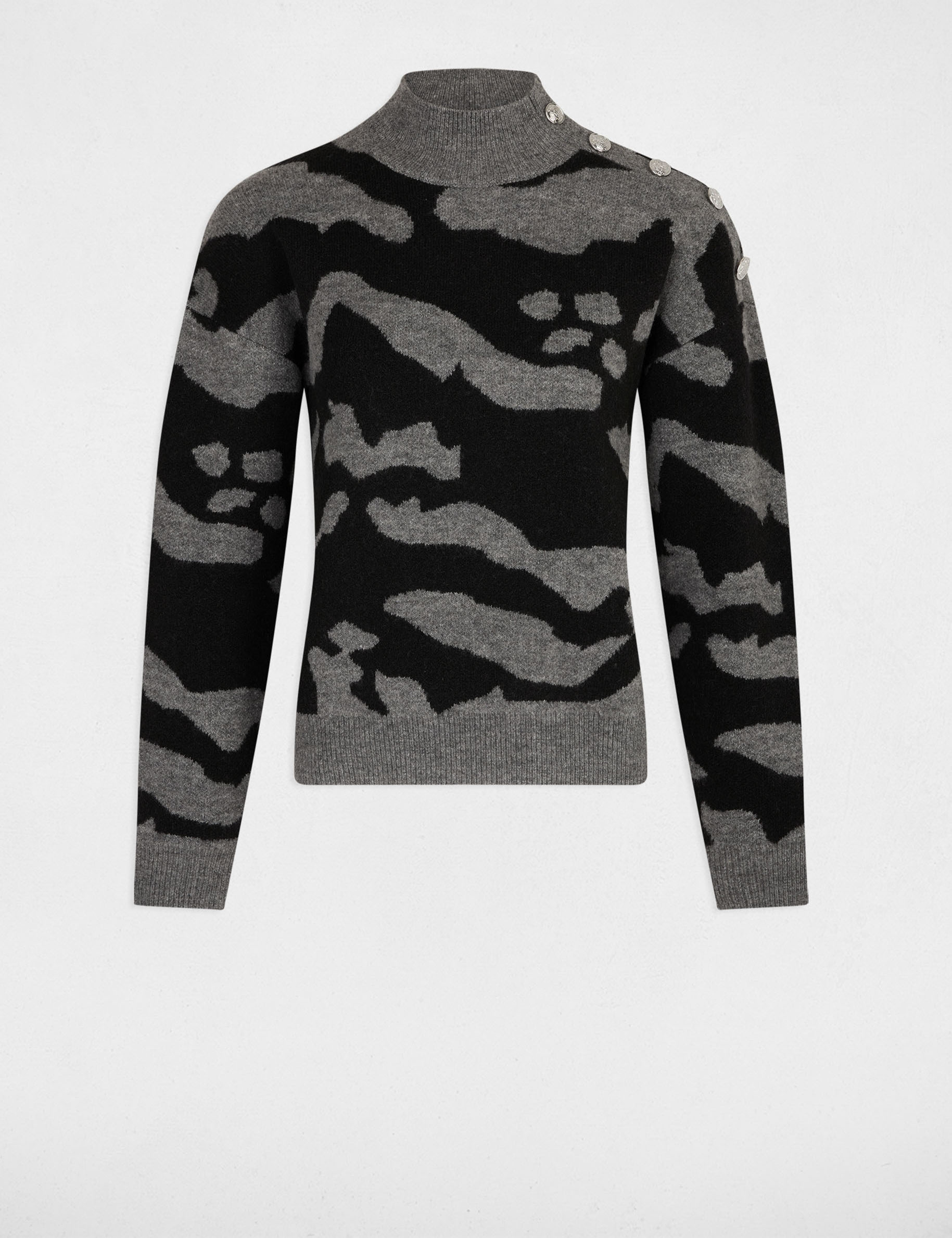 printed jumper high collar anthracite grey women Printed jumper high collar anthracite grey women