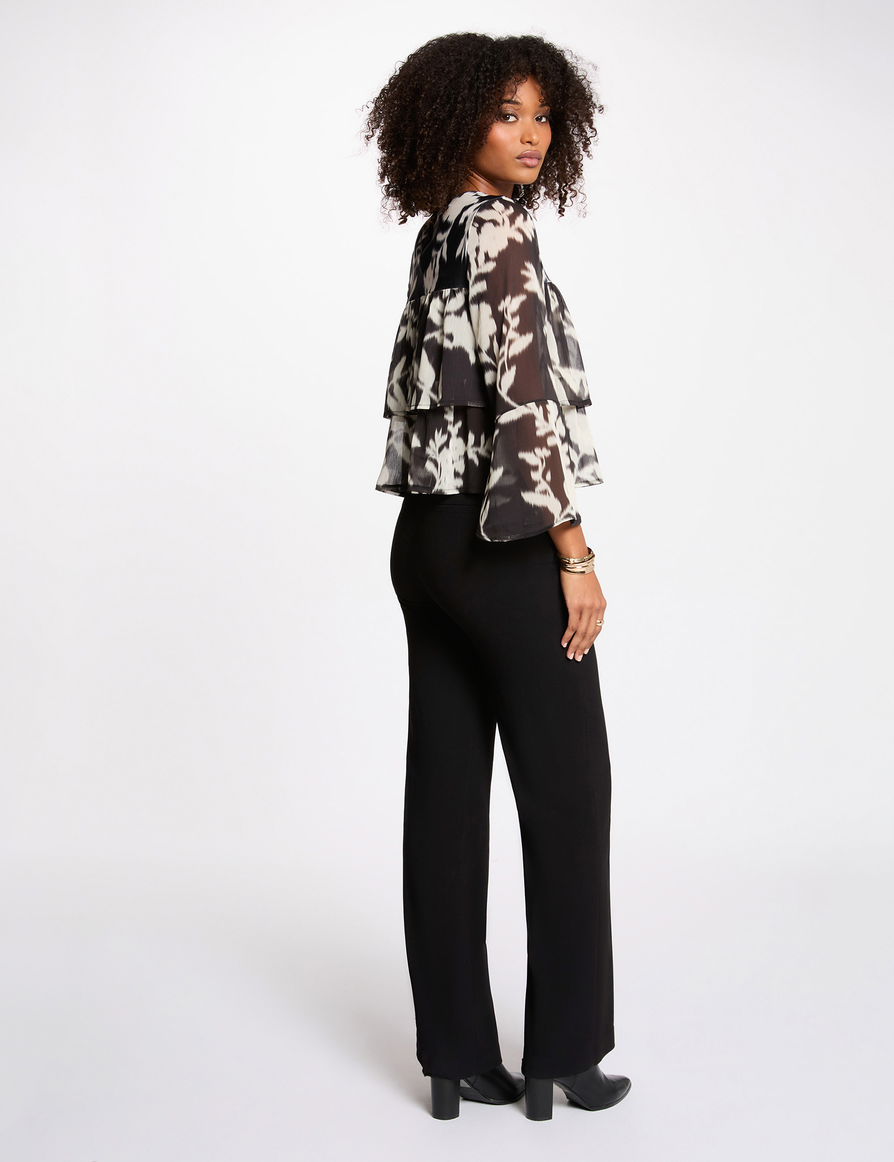 Printed voile t-shirt black women