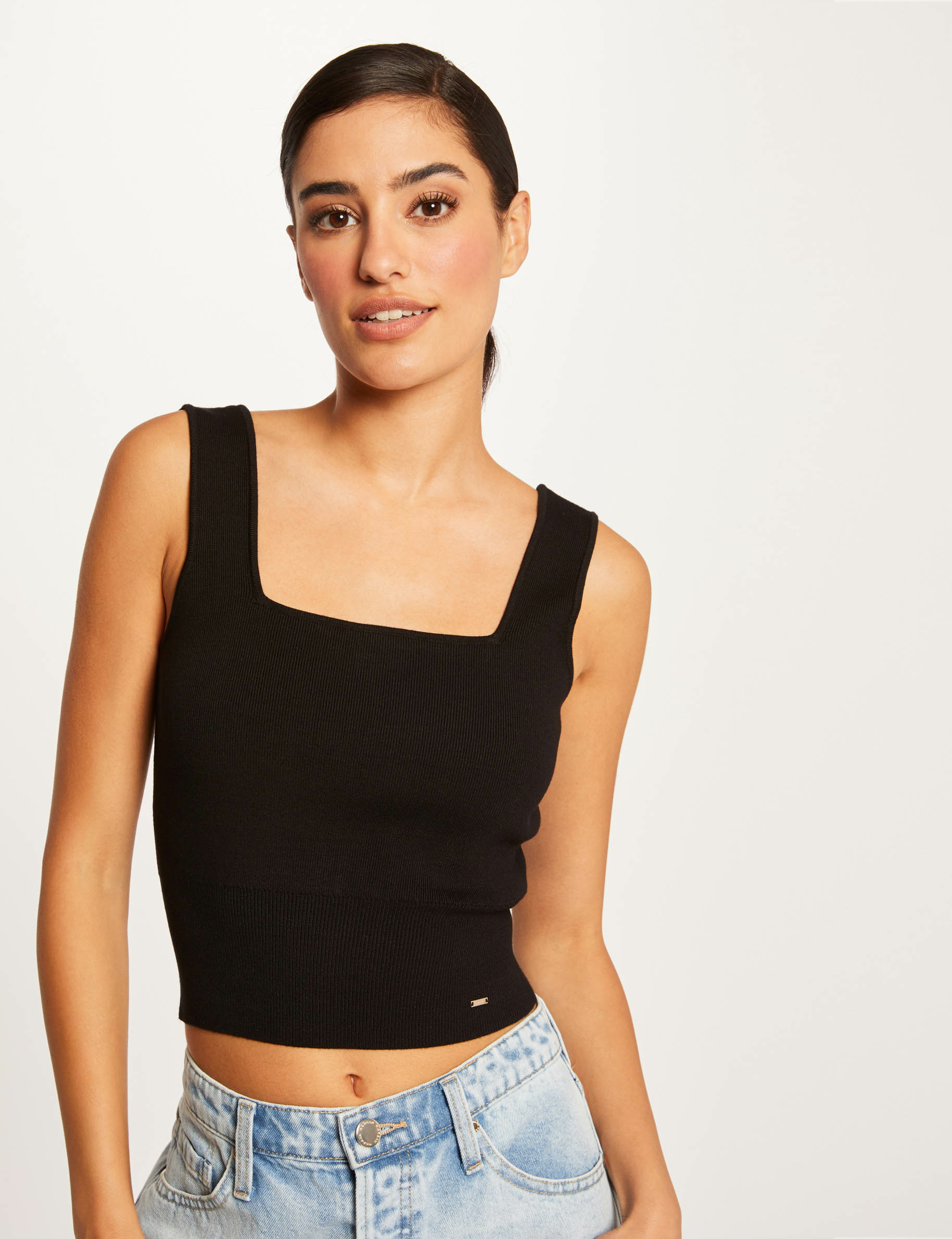 Jumper vest top wide straps black ladies' Jumper vest top wide straps black ladies'
