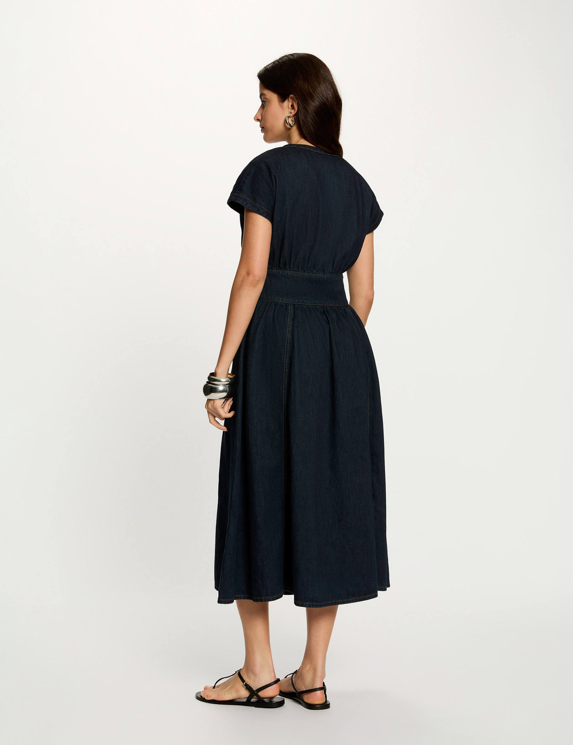 Mid-length denim dress blue women