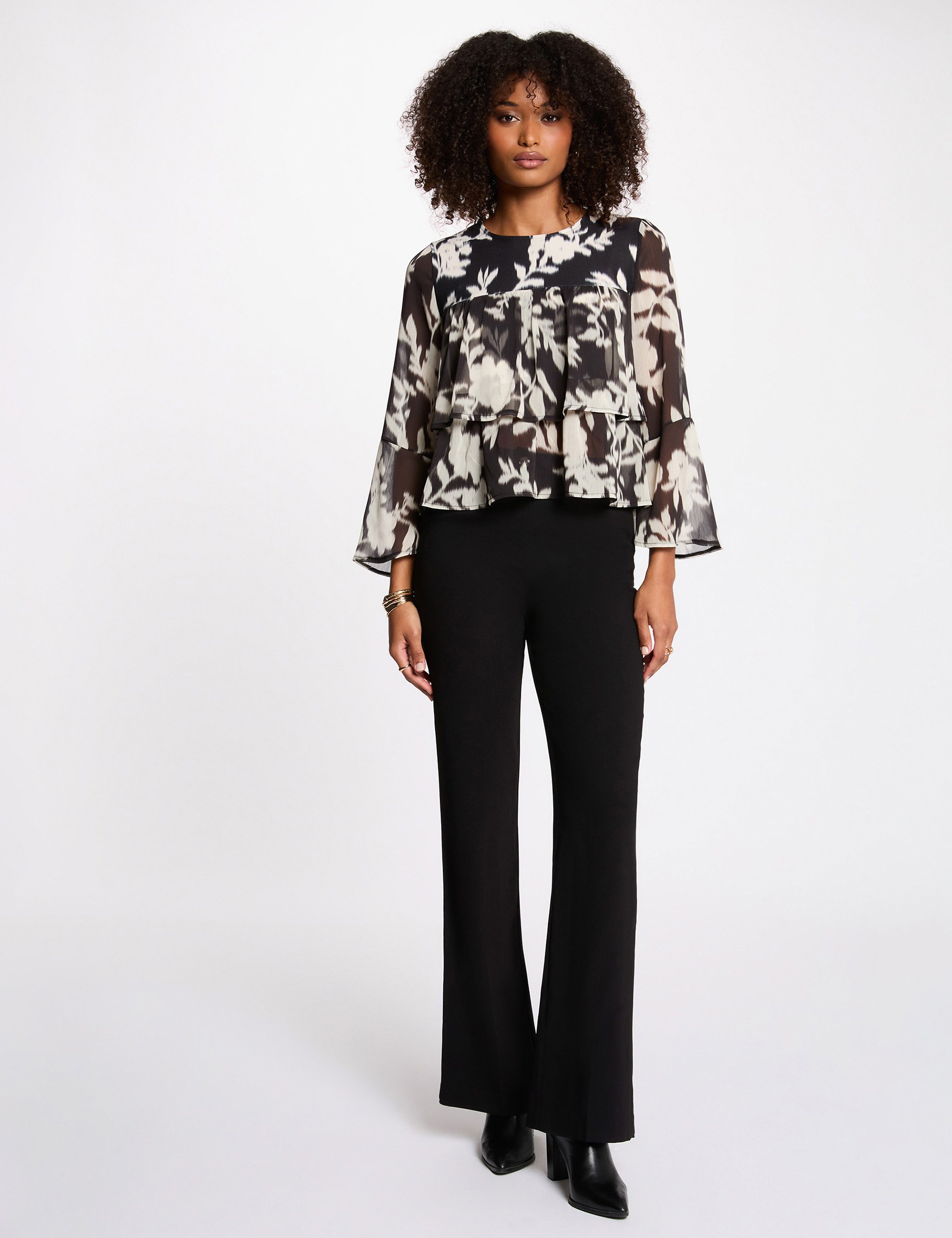 t shirt voile imprime noir femme black women