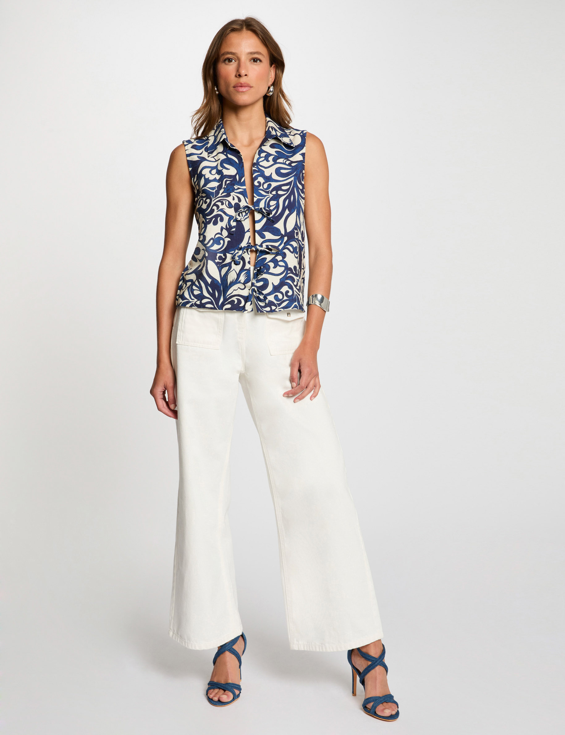 printed sleeveless shirt multicolor women Printed sleeveless shirt multicolor women