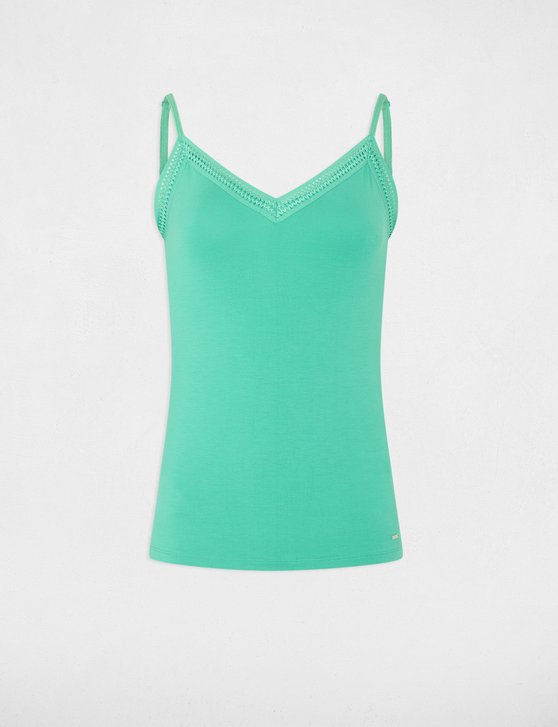 Vest top thin straps with lace strips green women