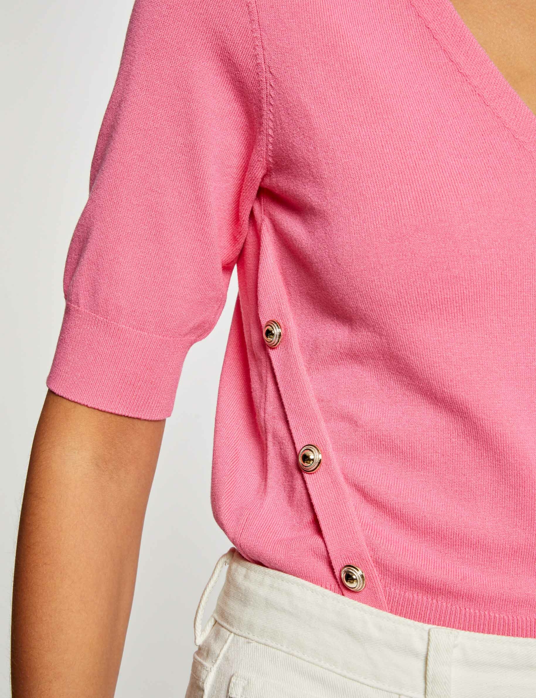 3/4-length sleeved jumper with buttons pink ladies'
