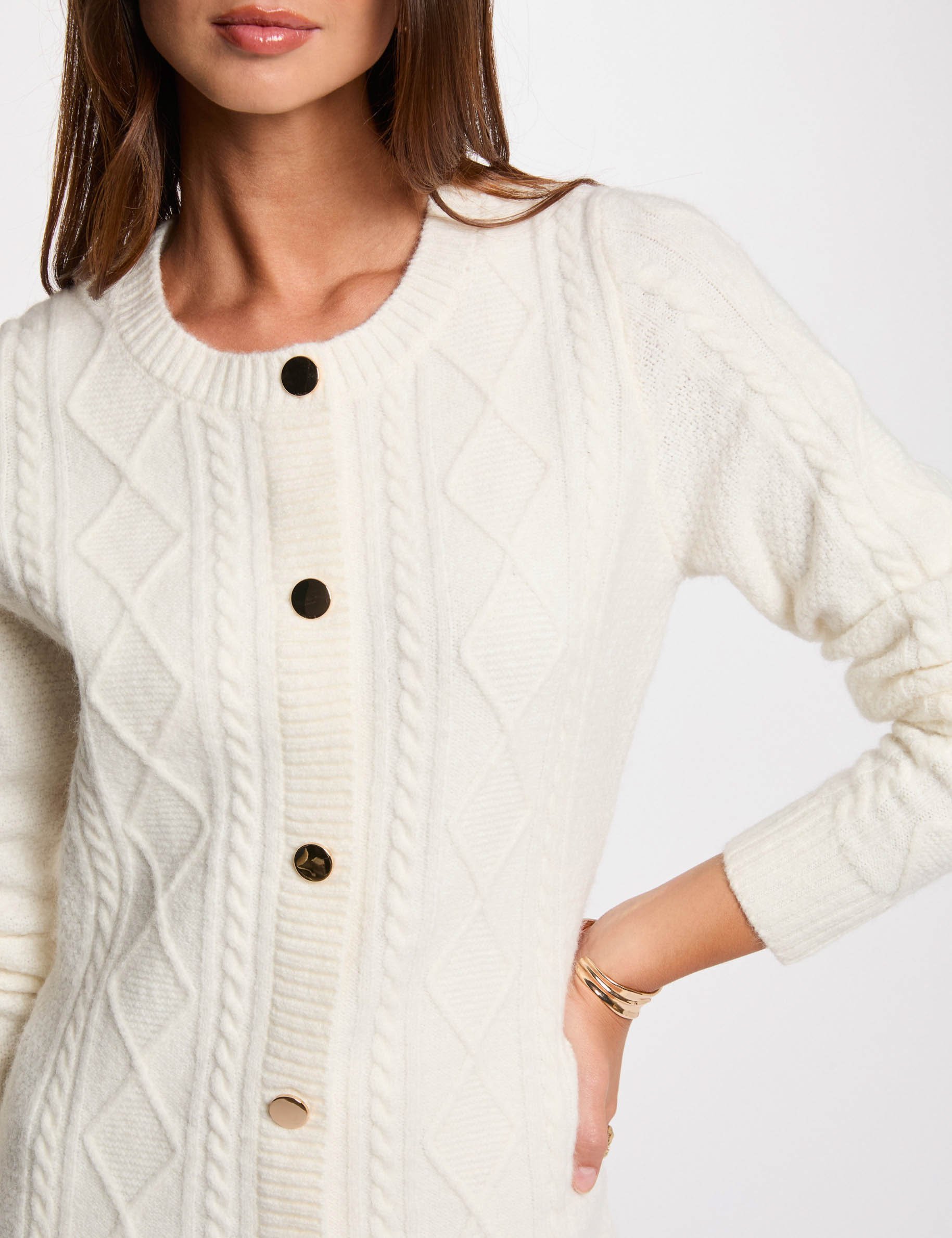 Robe tricot courte droite blanc femme