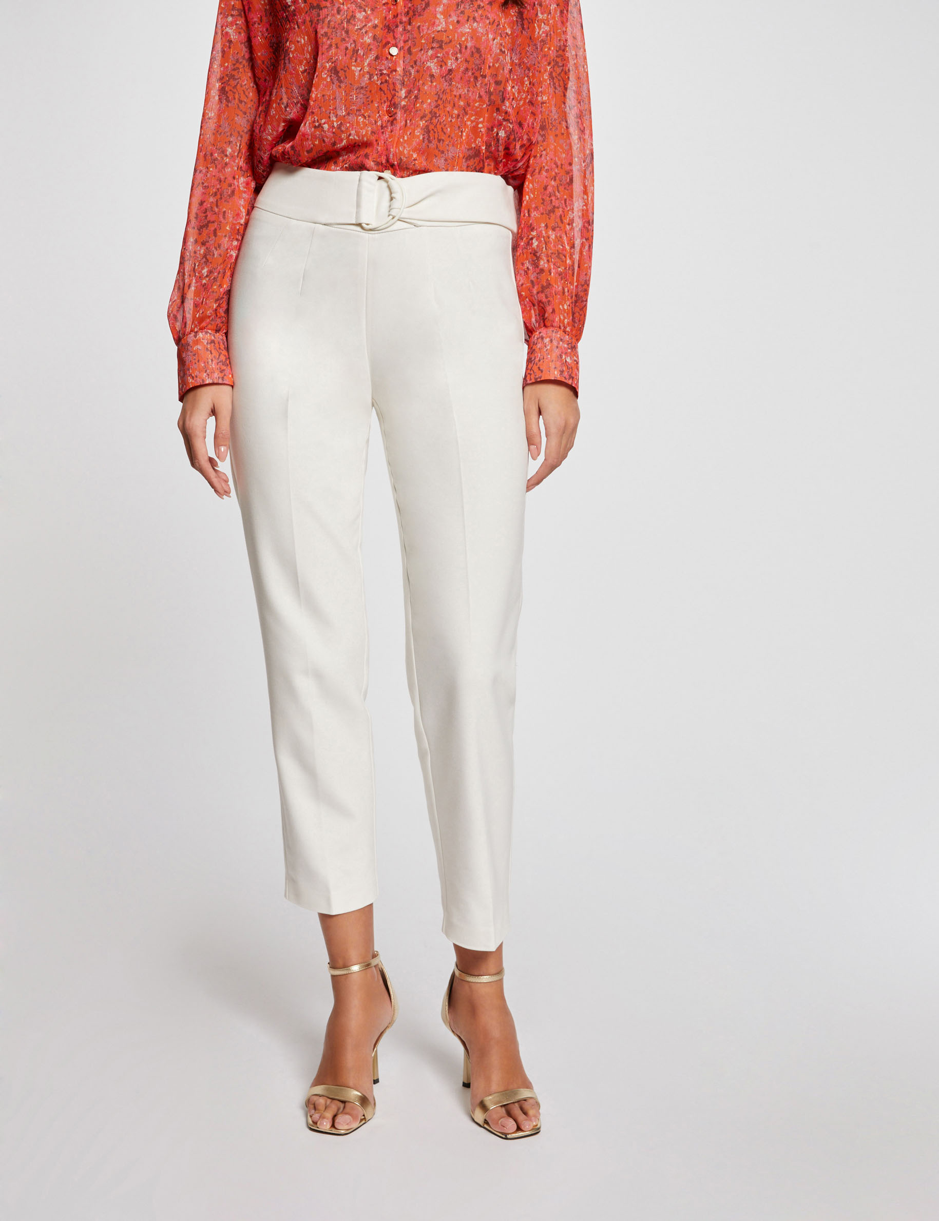 High waist fitted trousers ivory ladies'