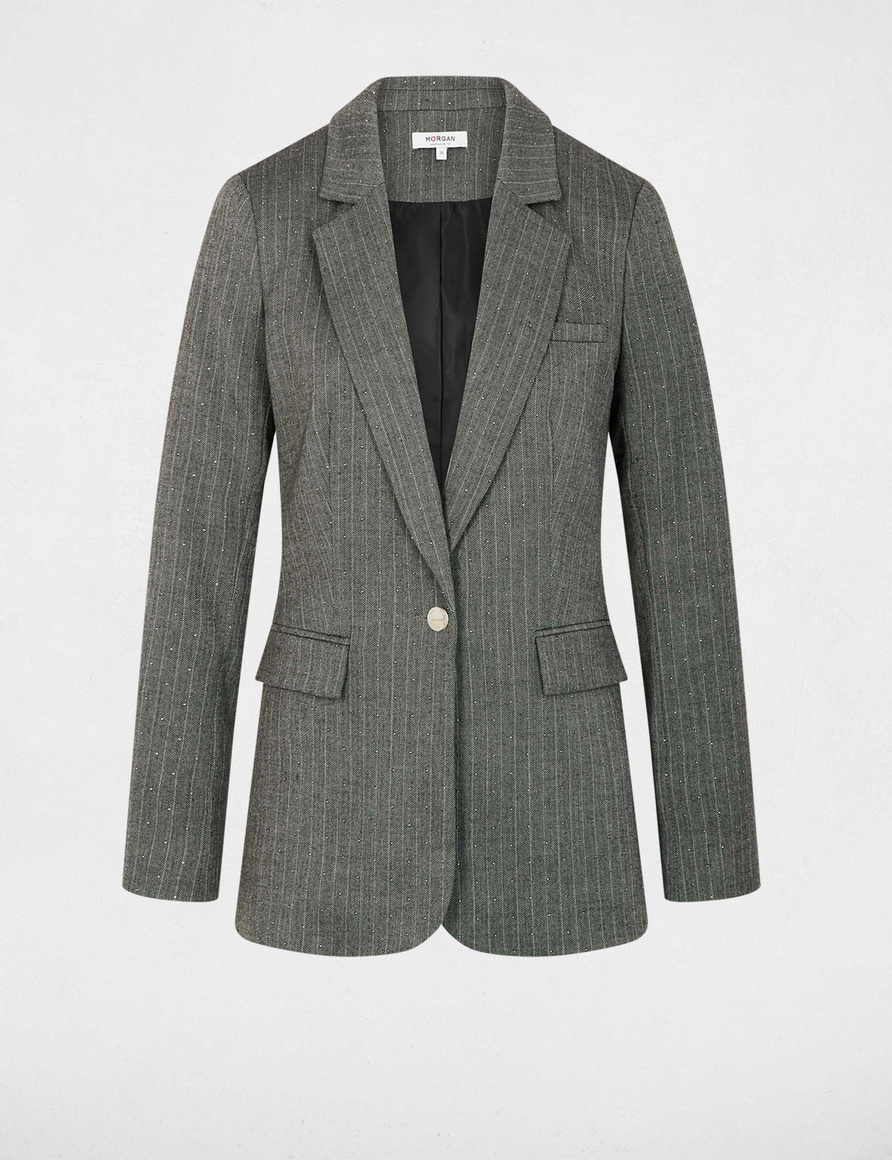 striped fitted jacket mid grey women Striped fitted jacket mid-grey women