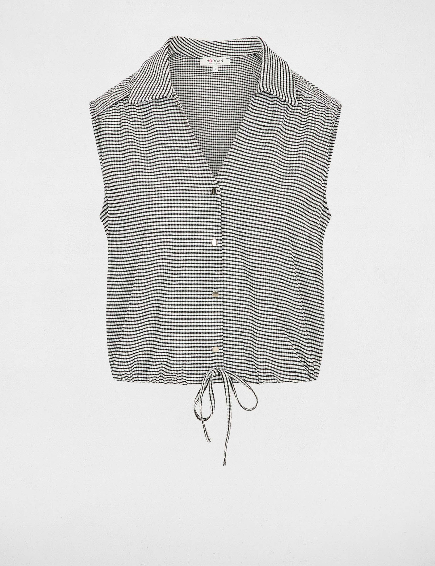 Sleeveless tie-front shirt black women