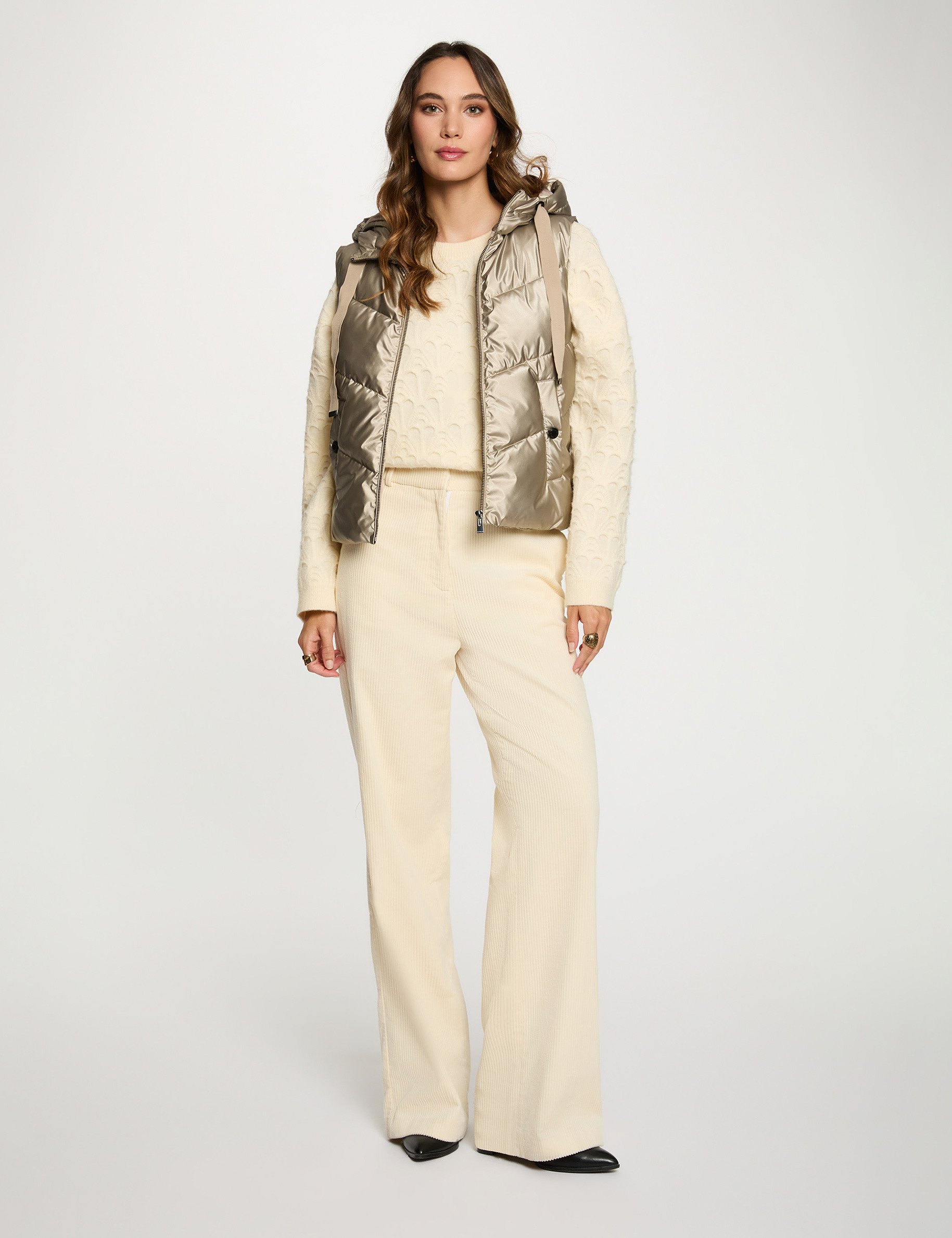 doudoune brillante sans manches jaune or femme Doudoune brillante sans manches jaune or femme