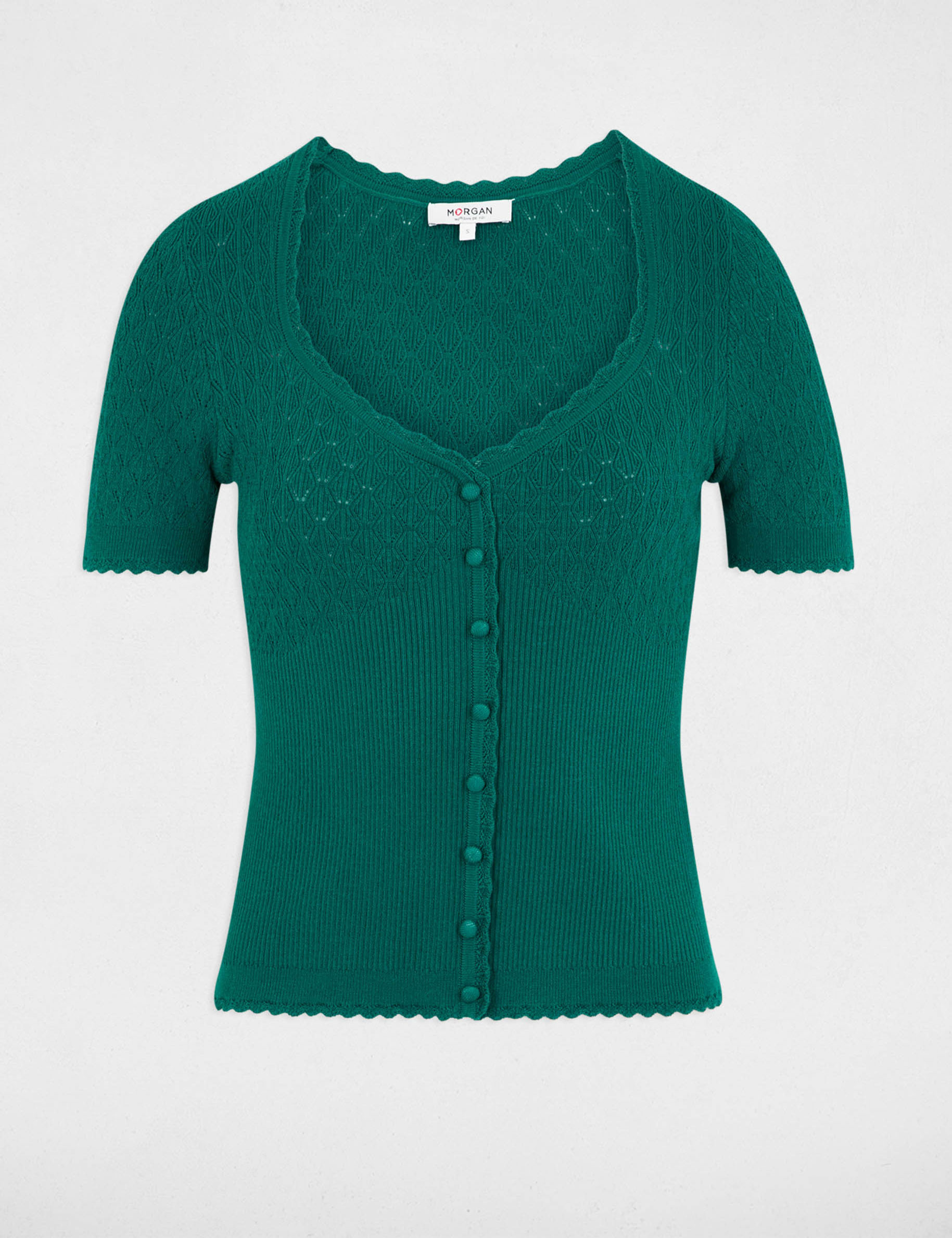 Fitted V-neck sweater green women