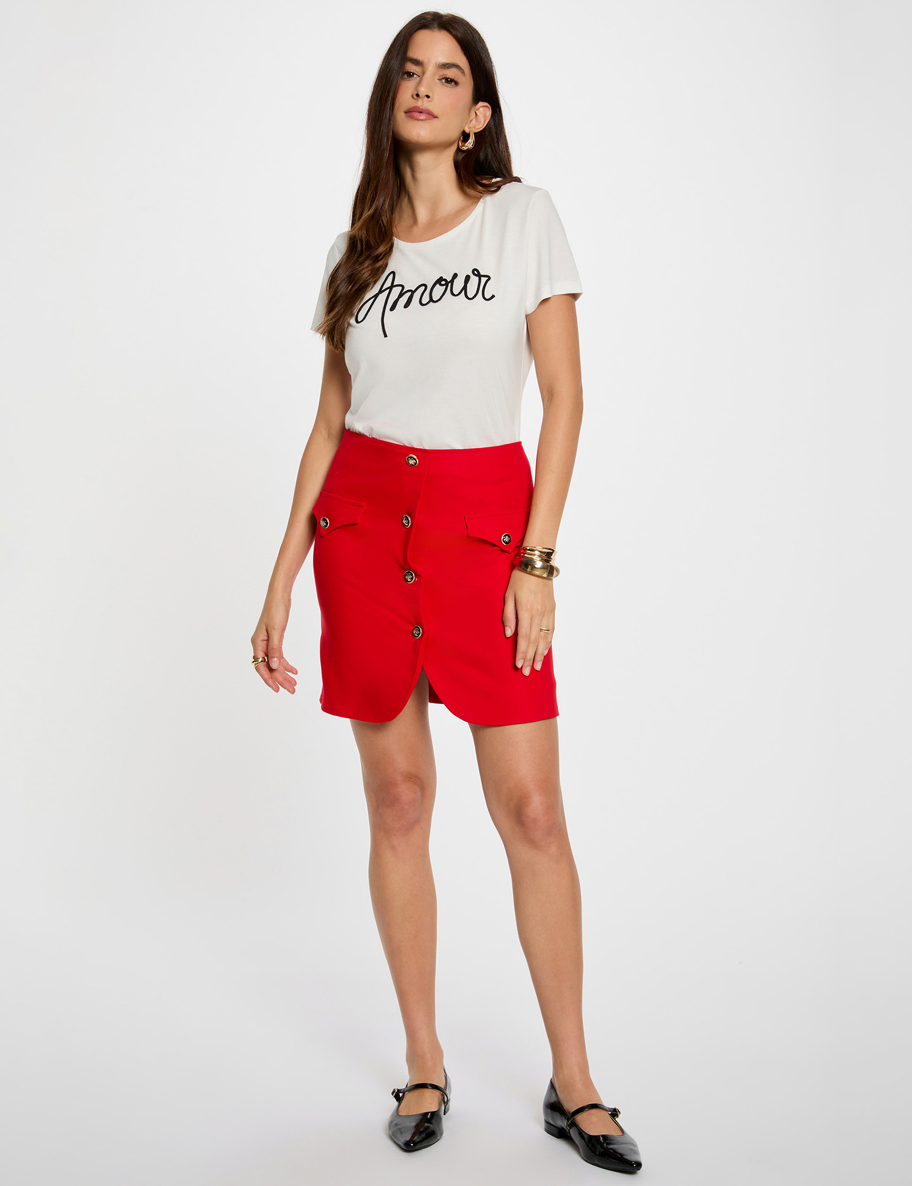 straight t shirt with print white women Straight t-shirt with print white women