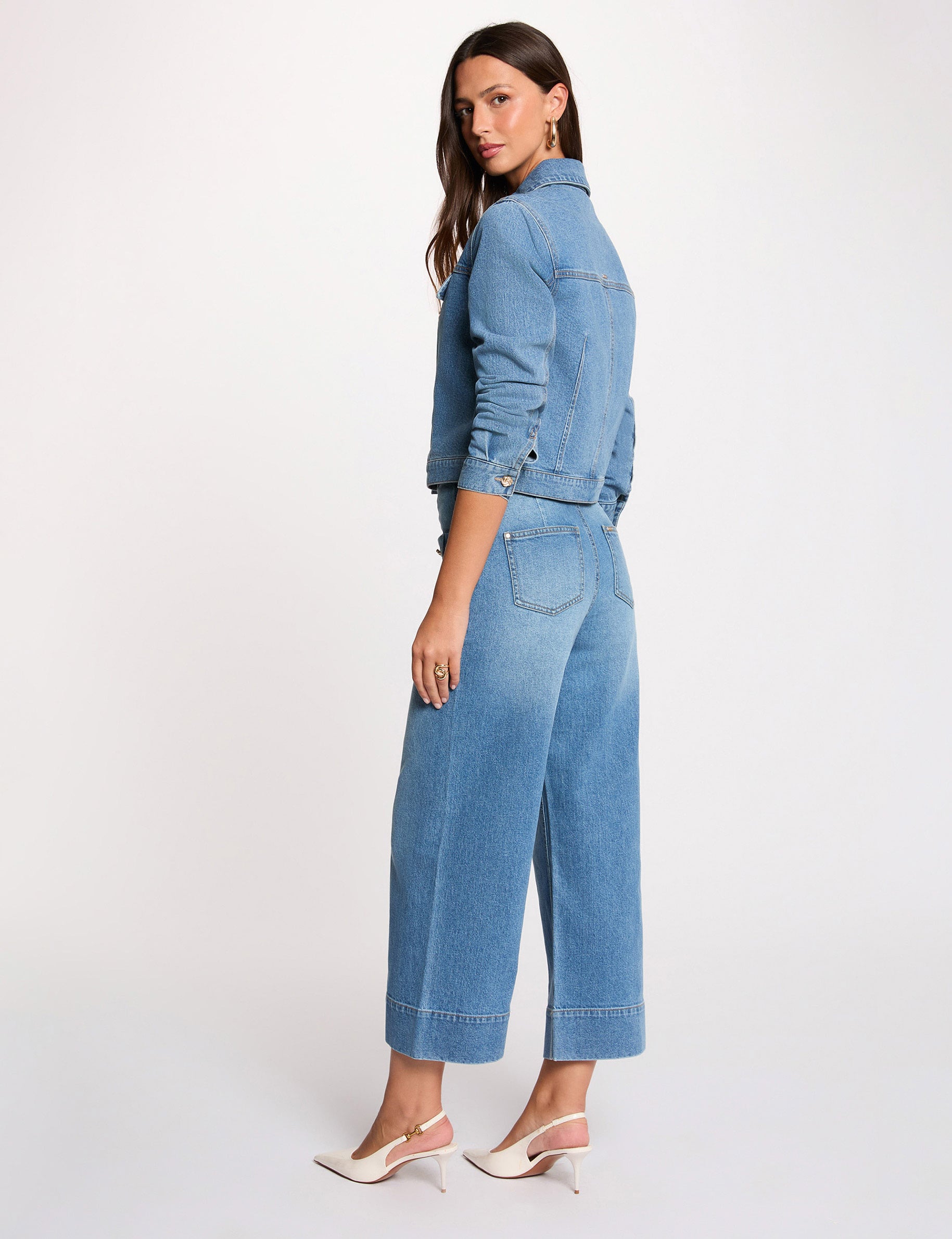 Cropped denim jacket denim stone women
