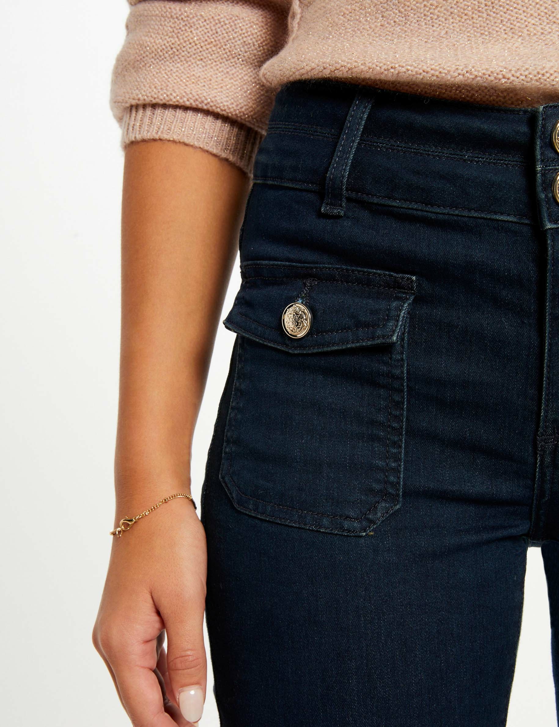 High-waisted bootcut jeans raw denim ladies'