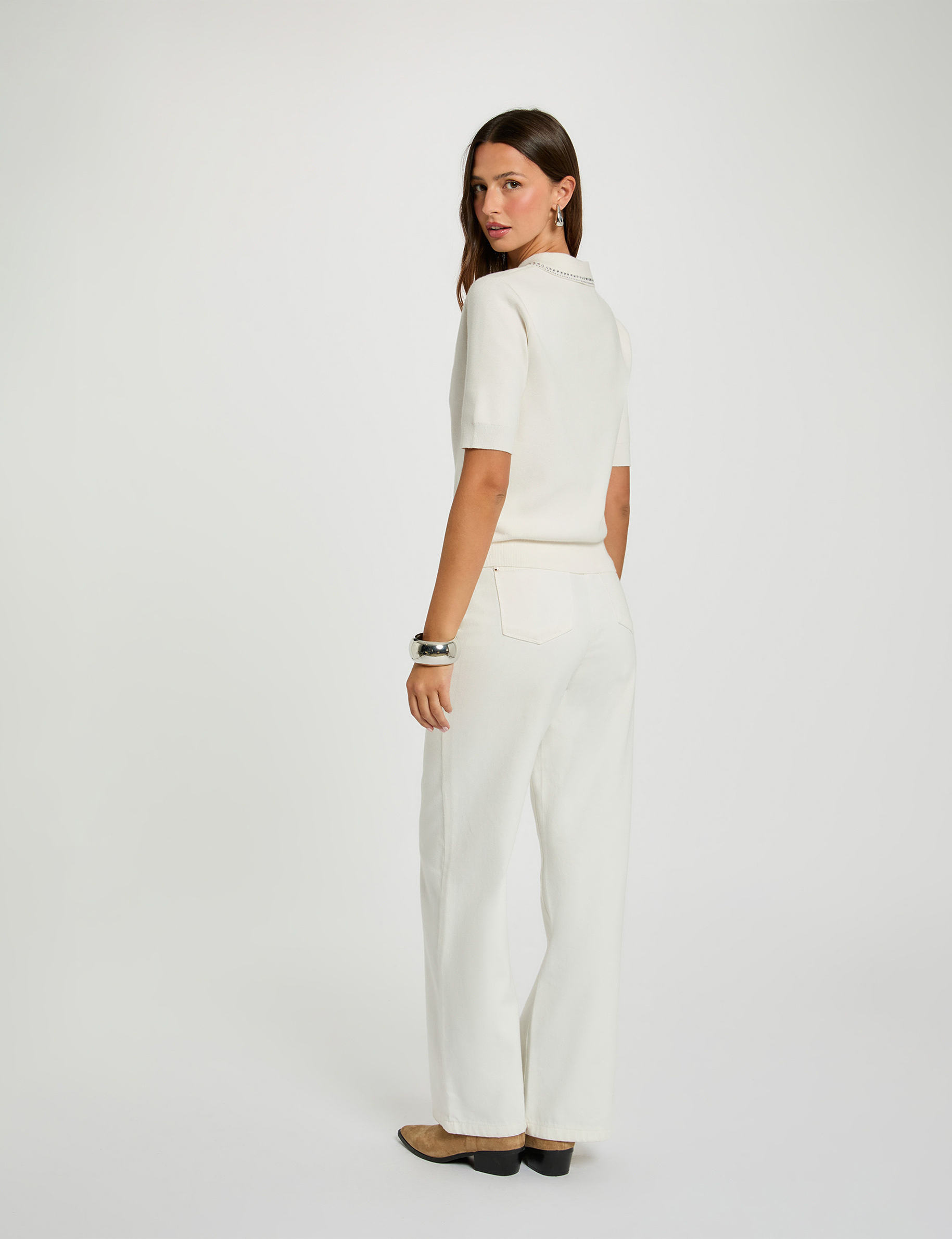 fitted polo neck sweater ecru women Fitted polo neck sweater ecru women