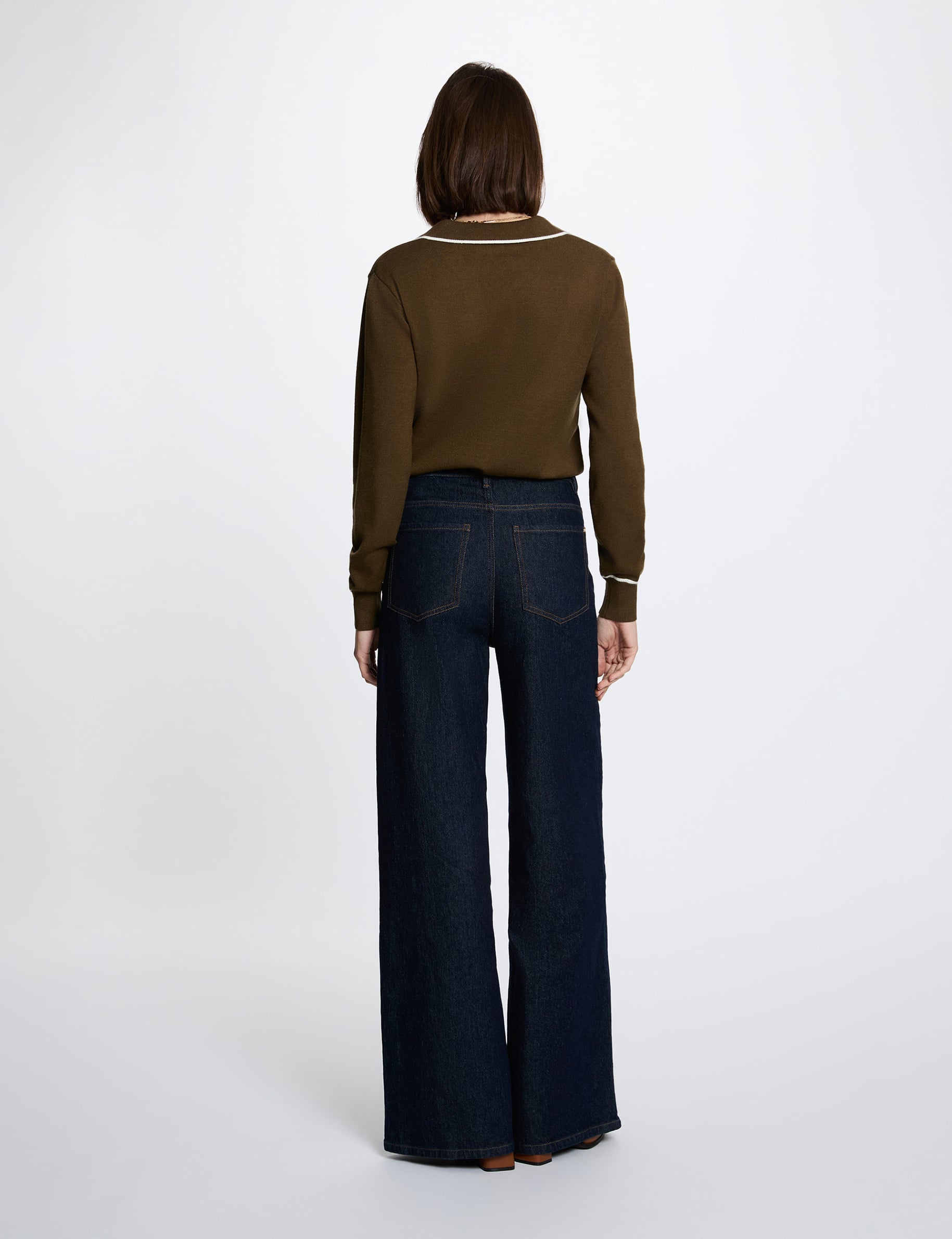 Polo neck jumper khaki green women