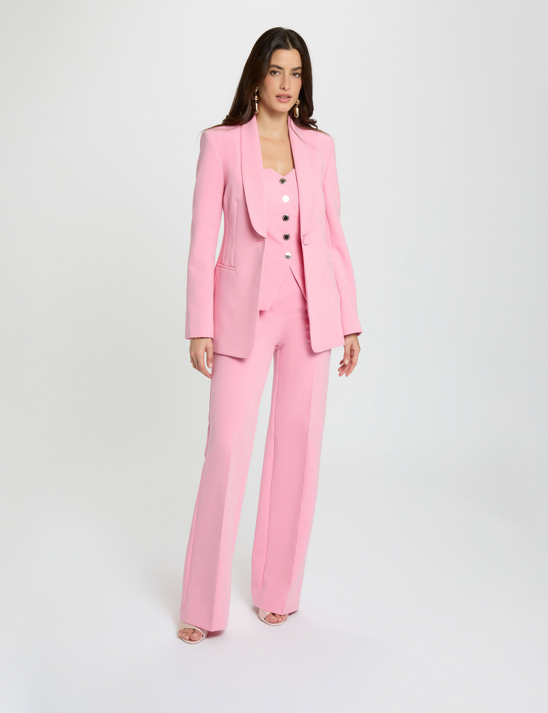 Shawl collar blazer light pink women