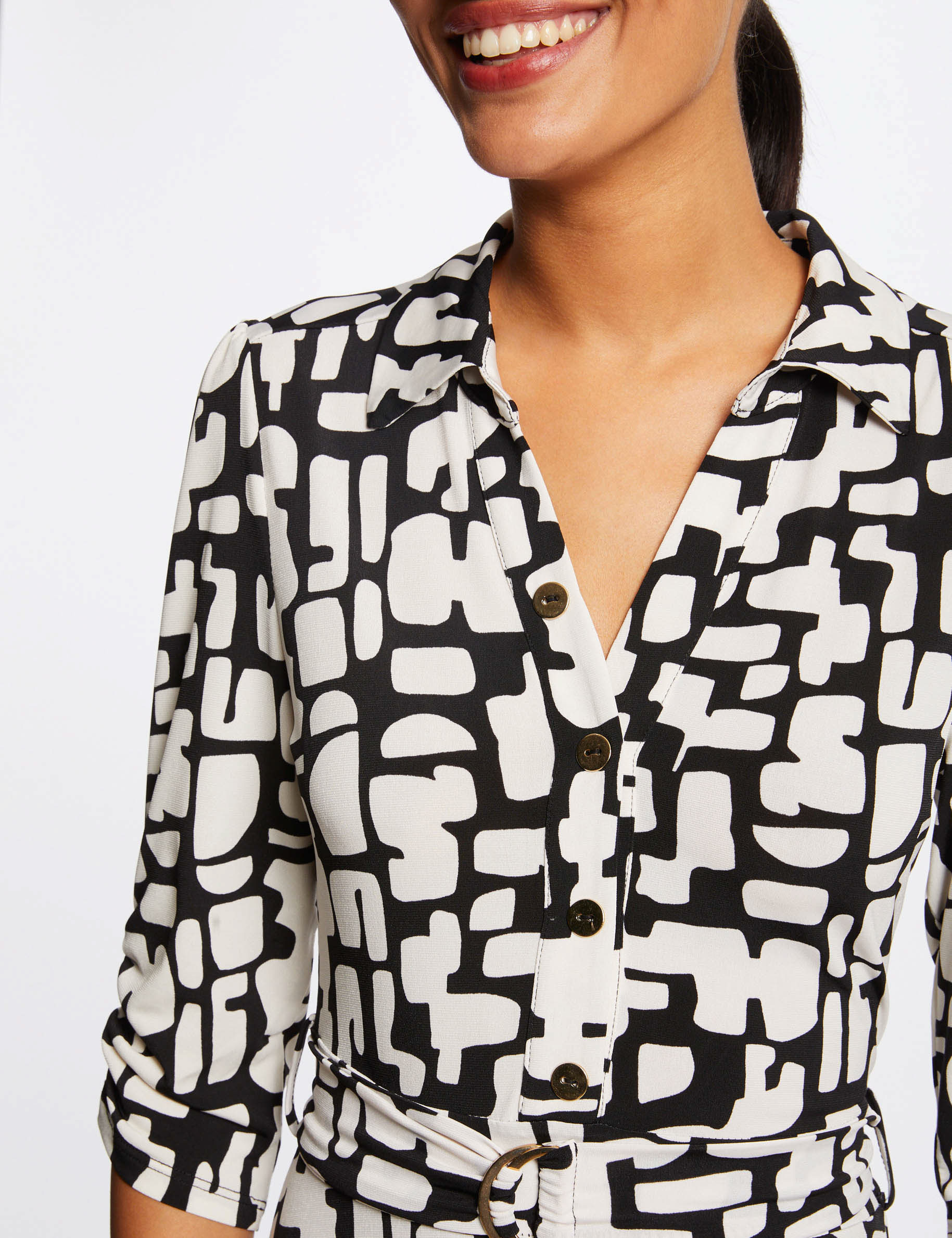 maxi a line dress with abstract print ecru women Maxi A-line dress with abstract print ecru women