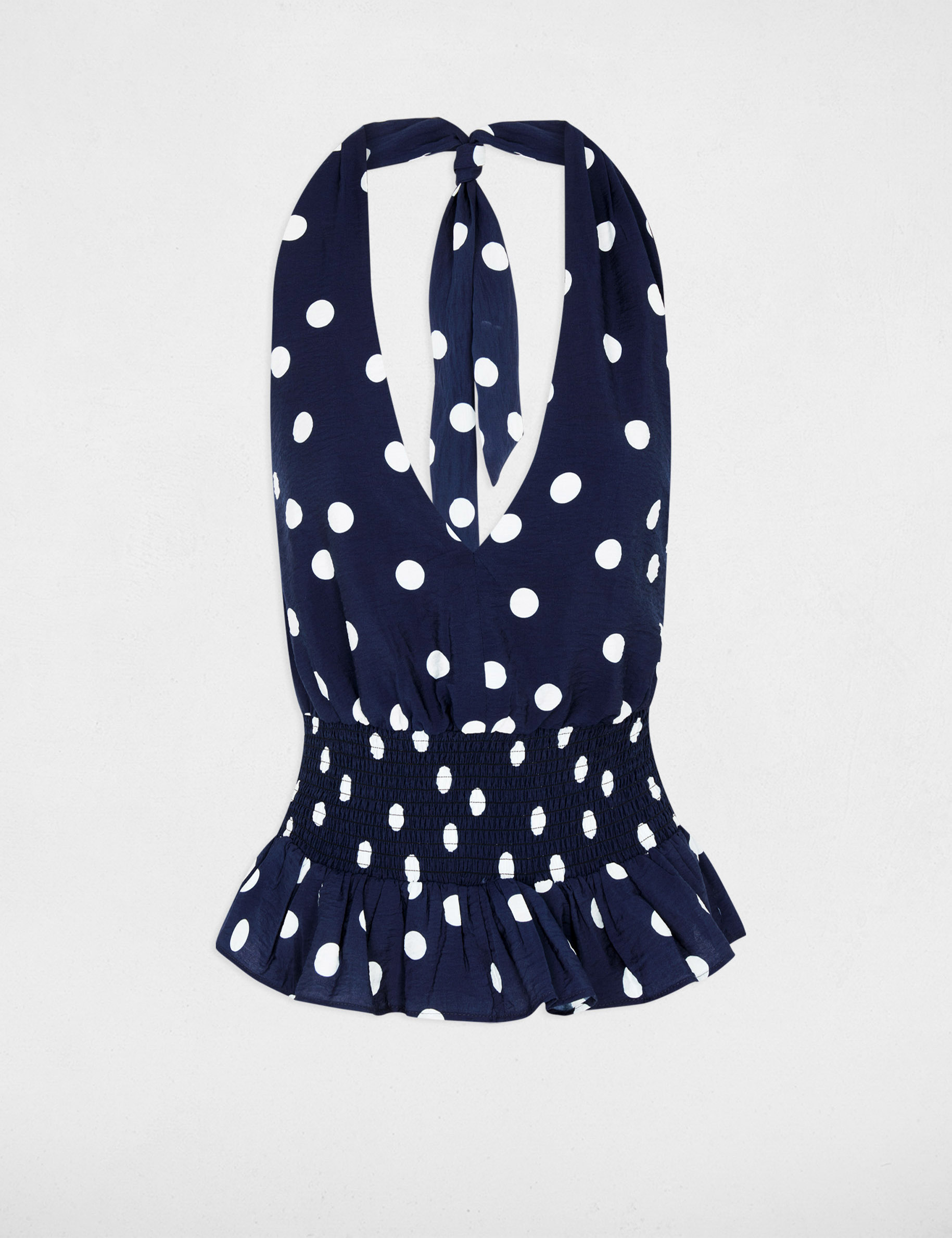 Sleeveless v-neck top navy blue women