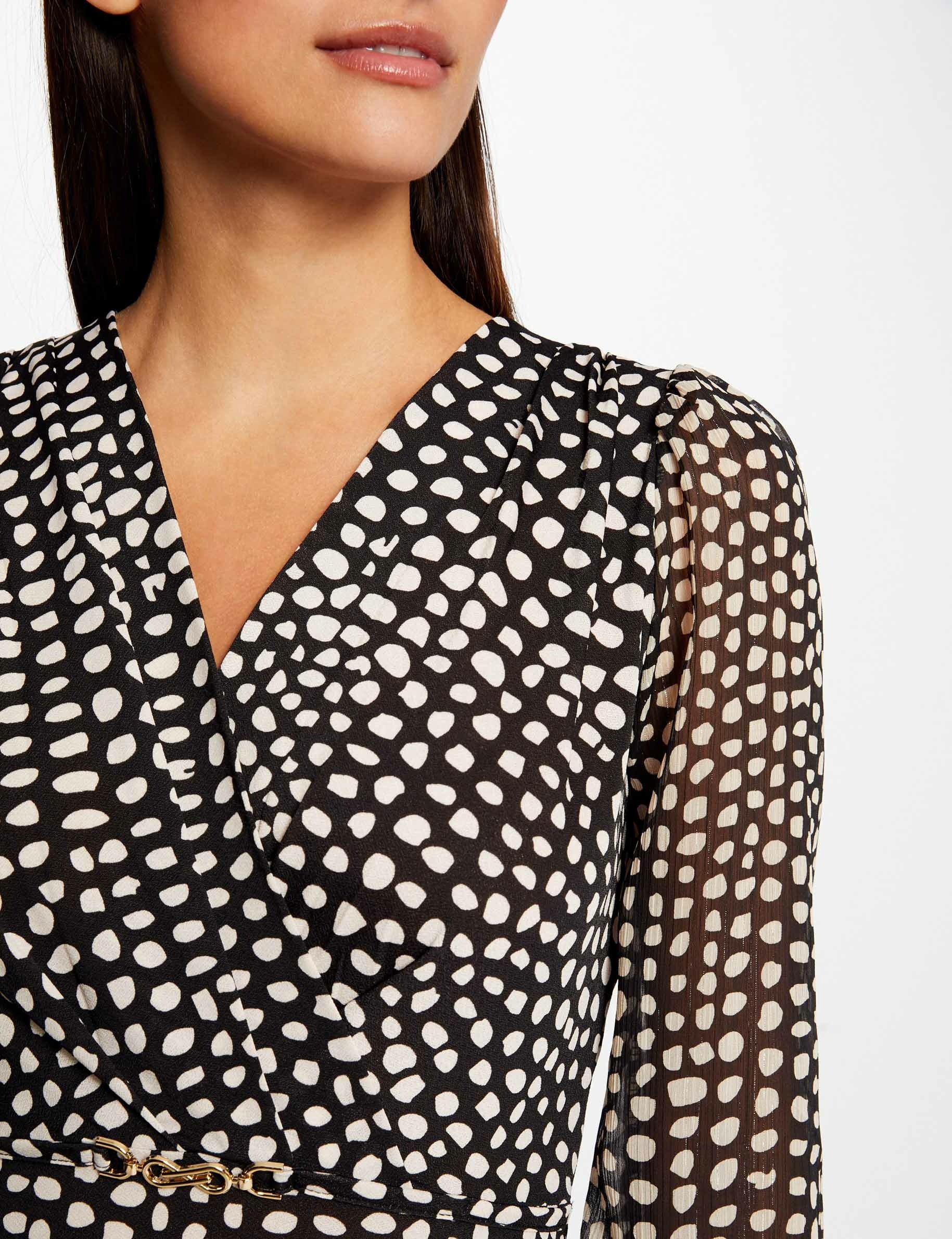 Maxi straight dress polka dot print black ladies'