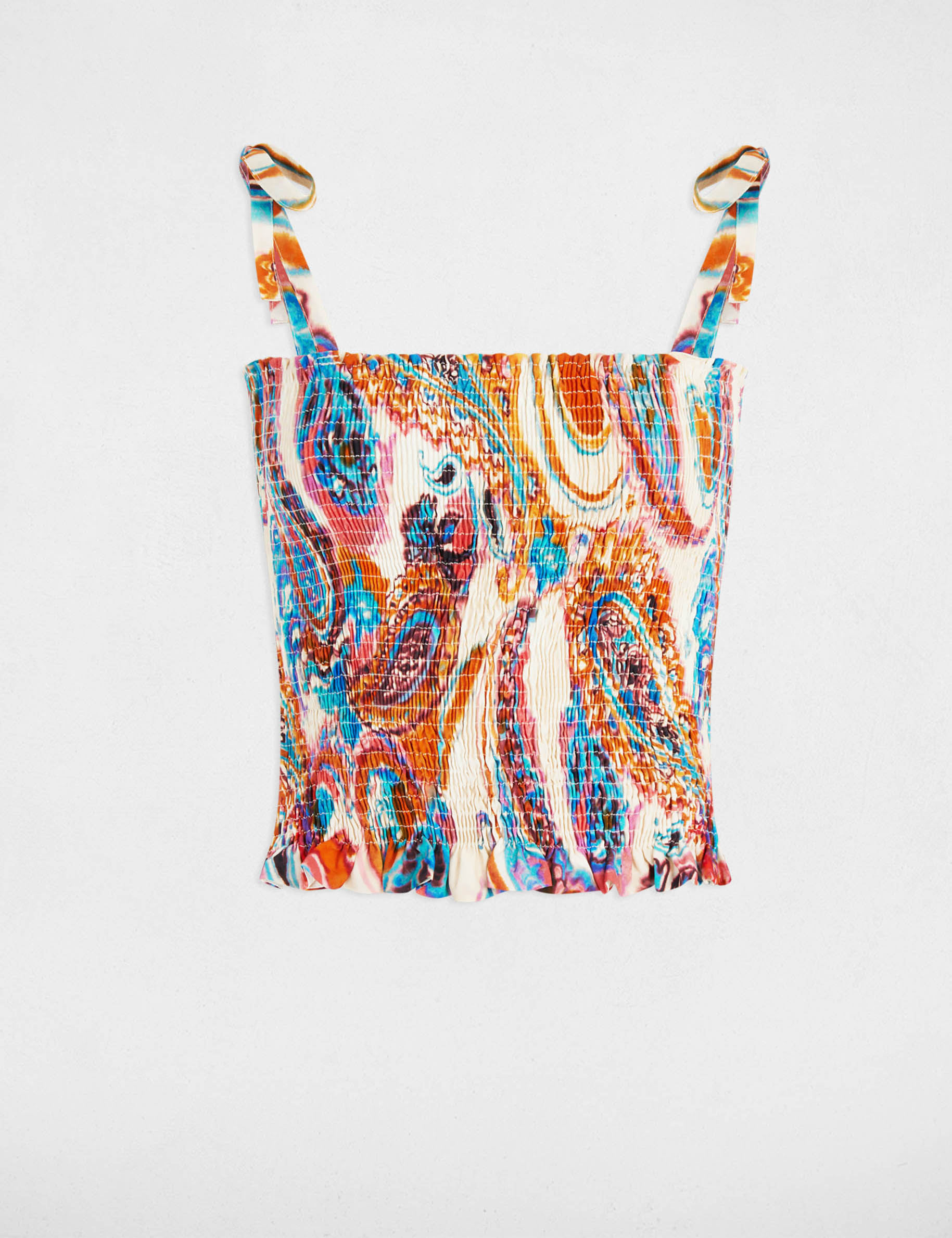top smocke imprime multicolore femme Top smocké imprimé multicolore femme