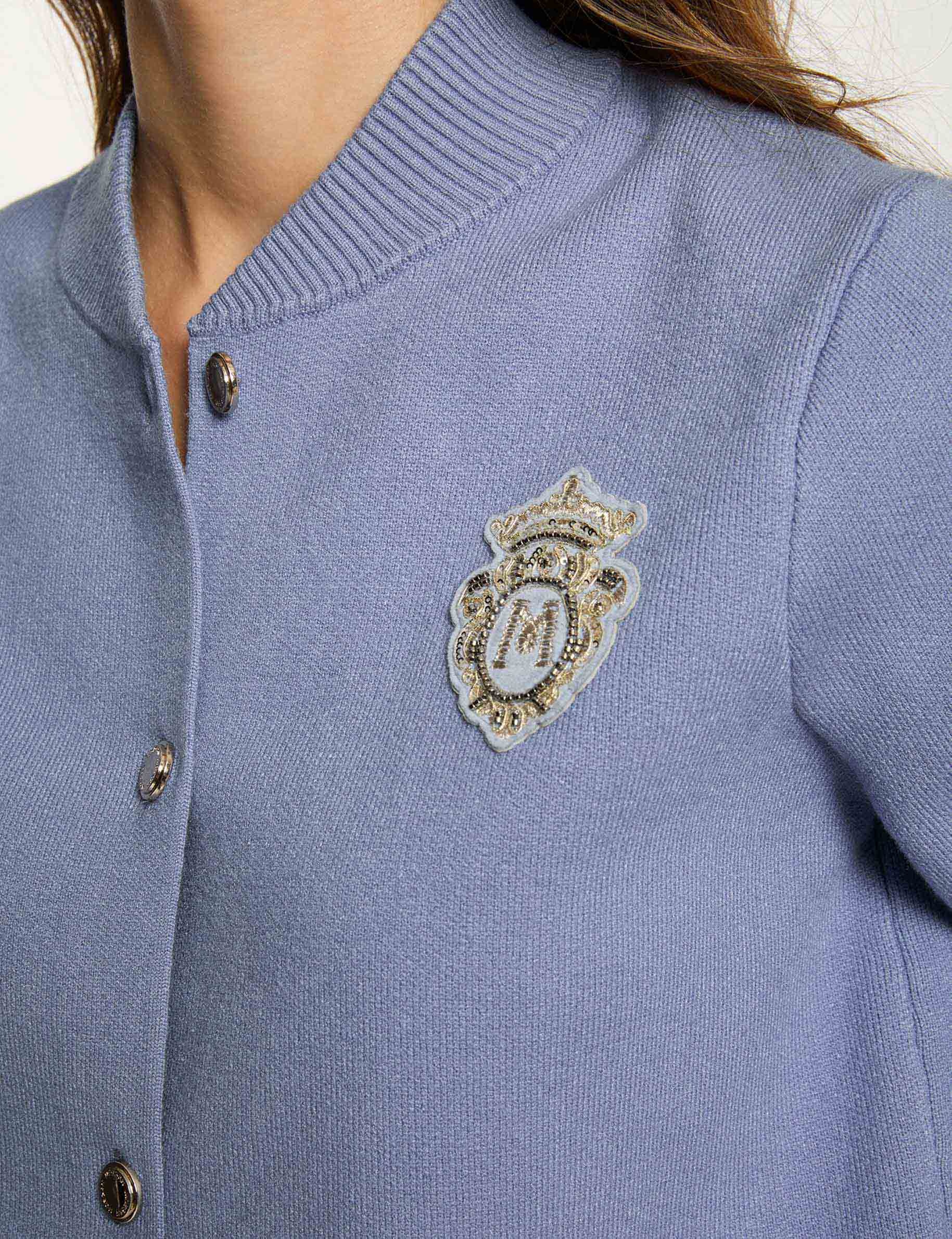 Pull col teddy bleu femme