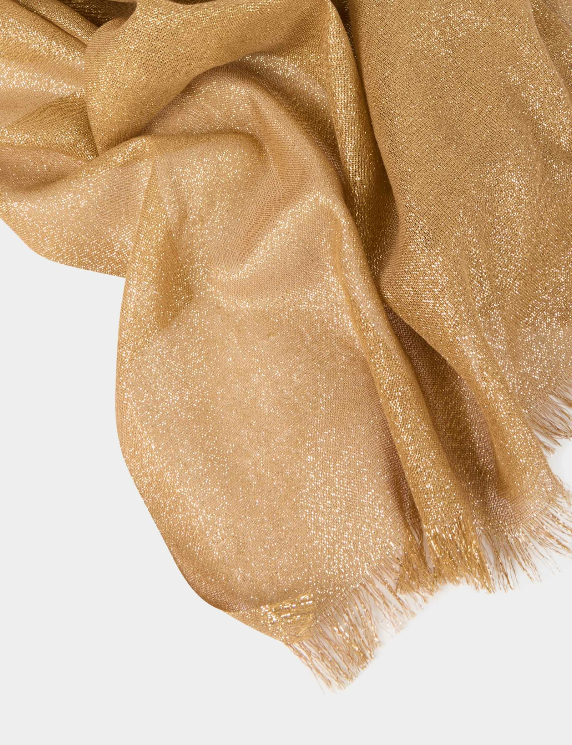 scarf metallised threads mustard yellow women Scarf metallised threads mustard yellow women
