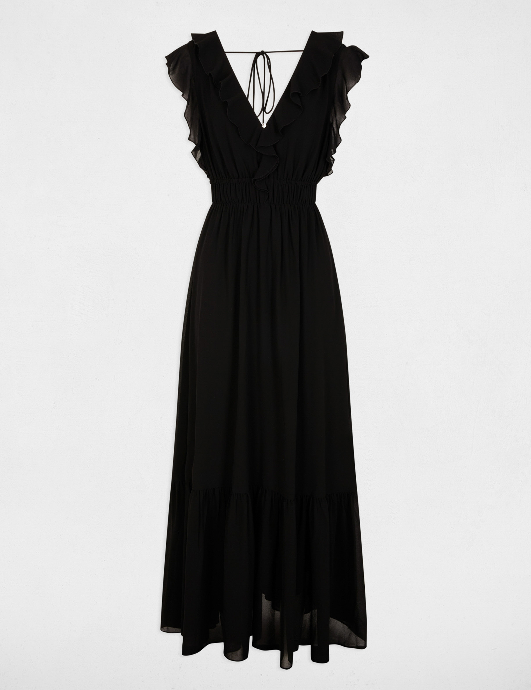 Long dress with V-neck black women