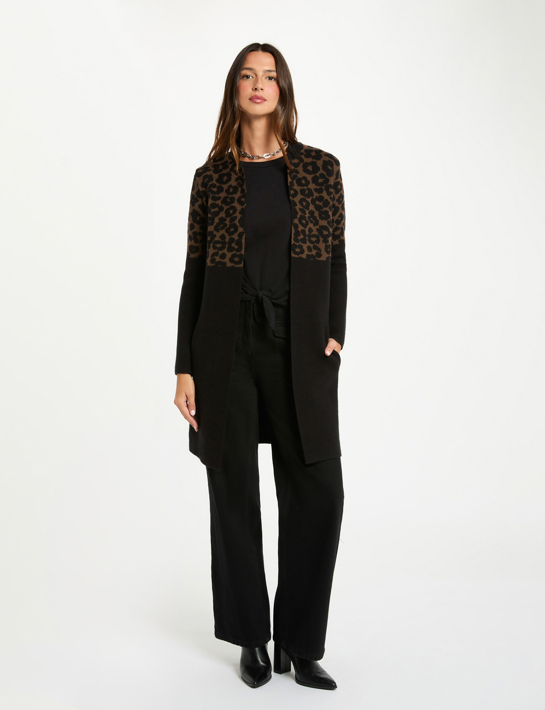 leopard jacquard cardigan multicolor women Leopard jacquard cardigan multicolor women