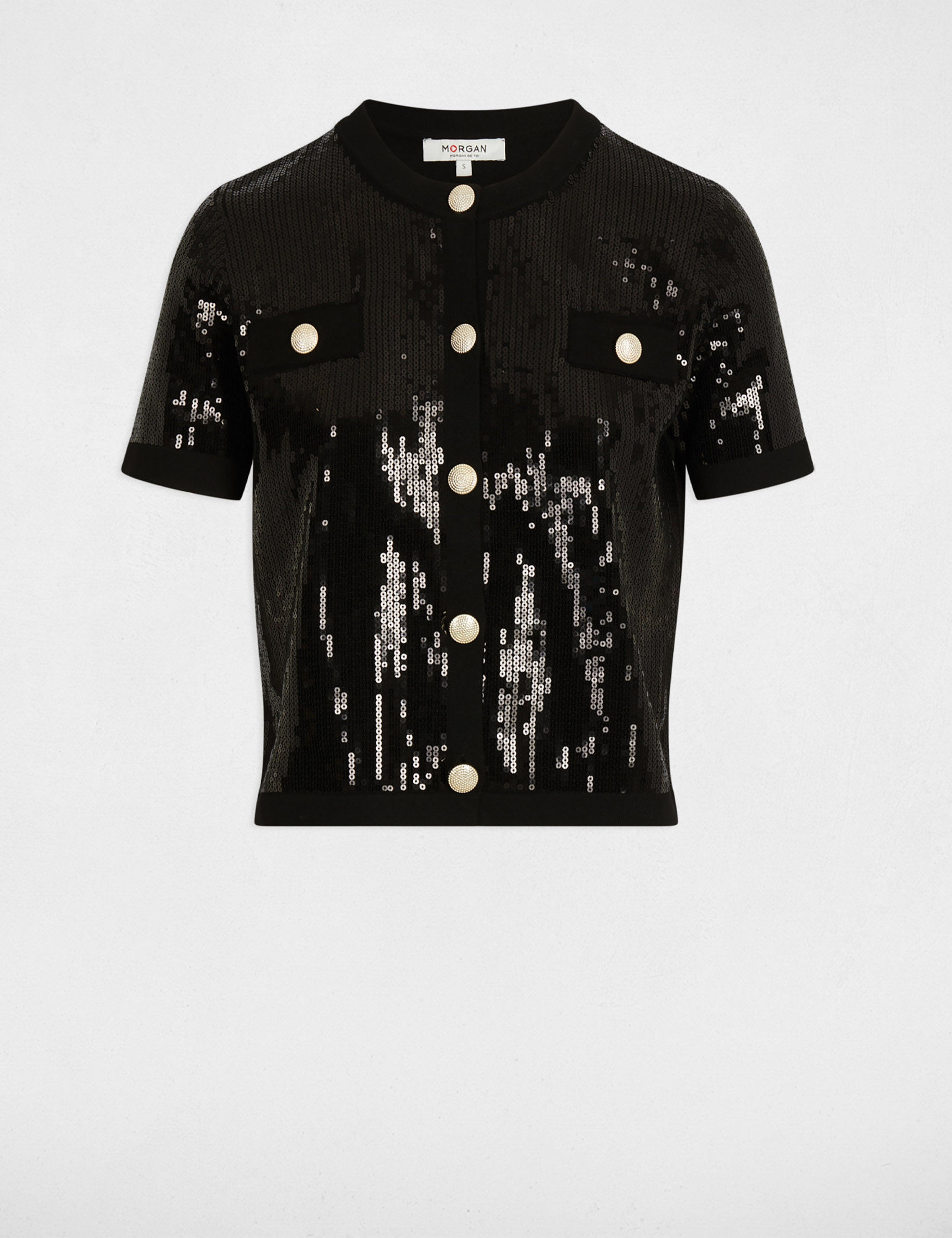 Cardigan round neck sequins black women