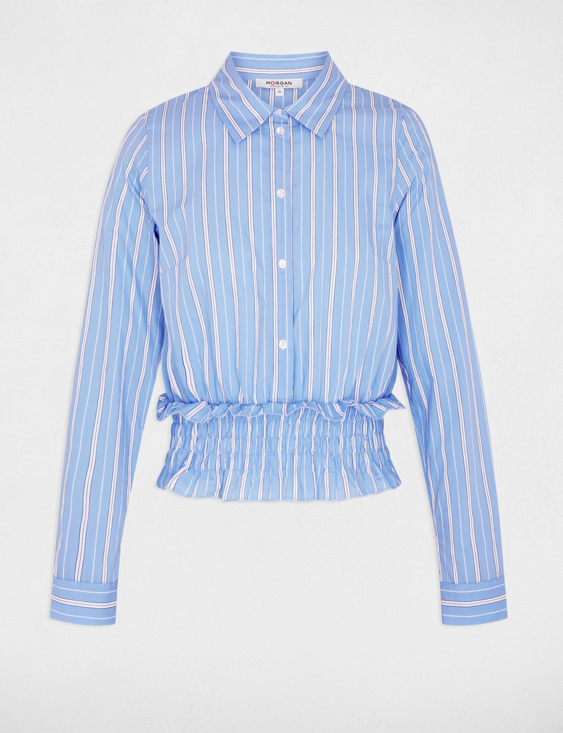 Striped cropped shirt sky blue women