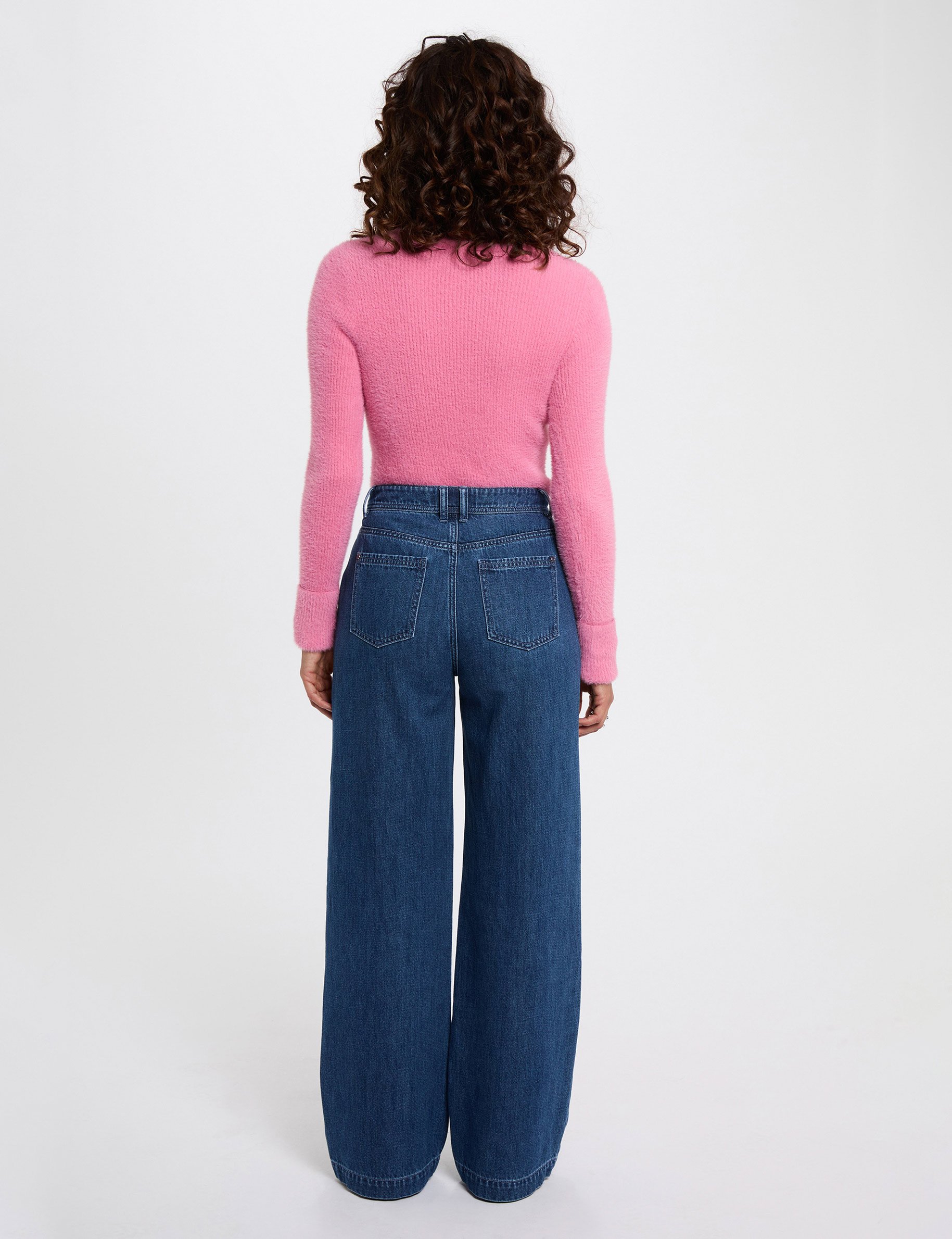 Long-sleeved jumper with fluffy knit pink women