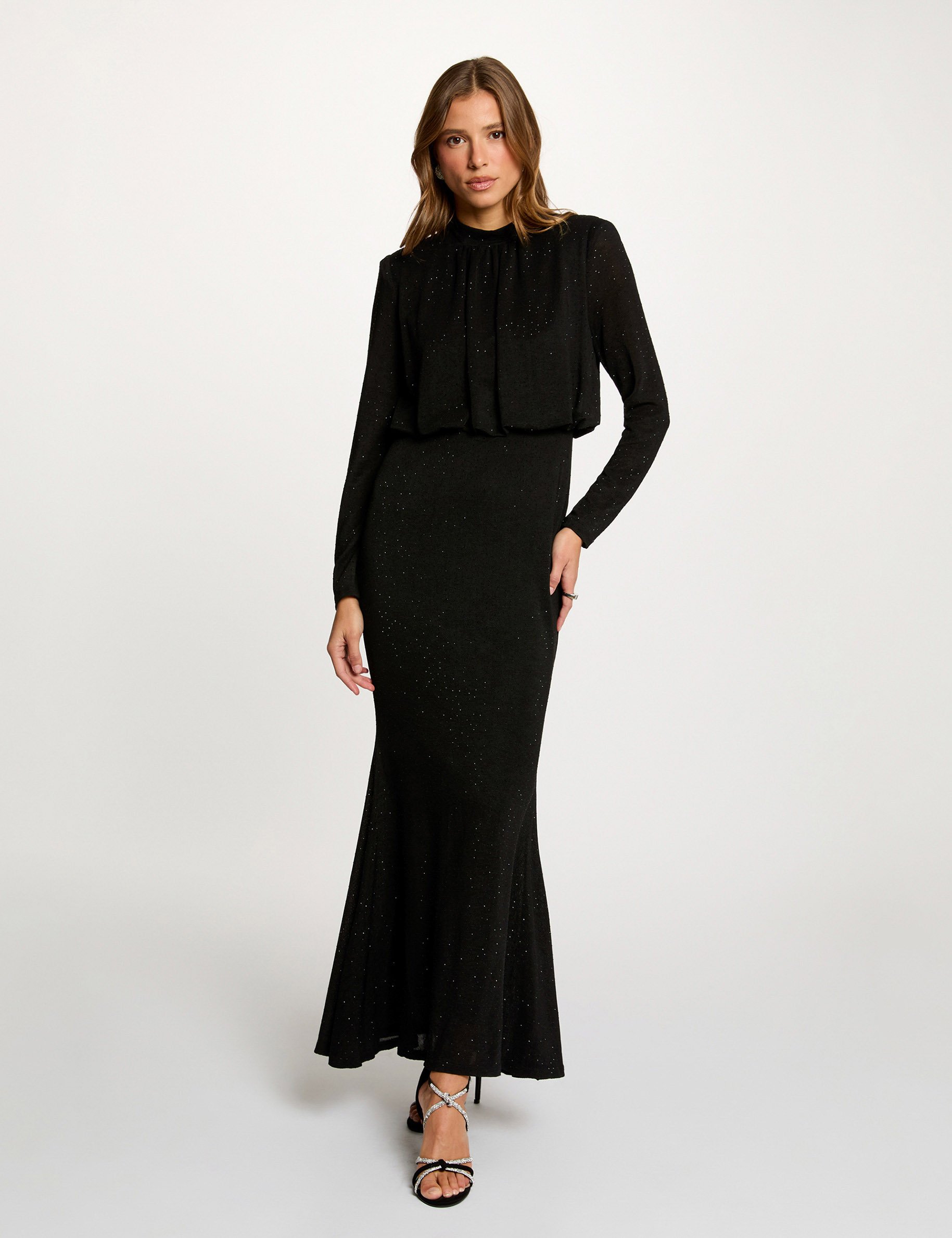 Shiny knit dress black women