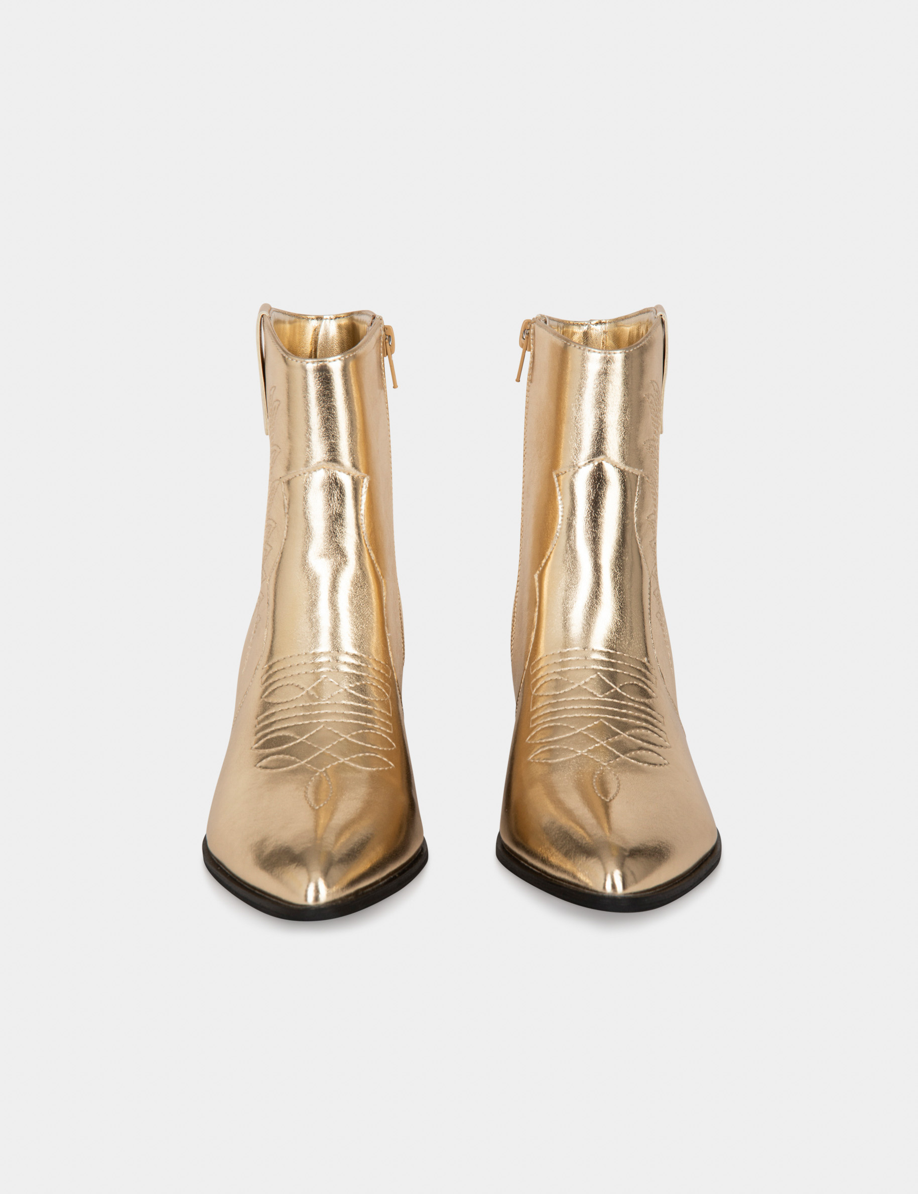 Metallised boots with heels gold ladies'