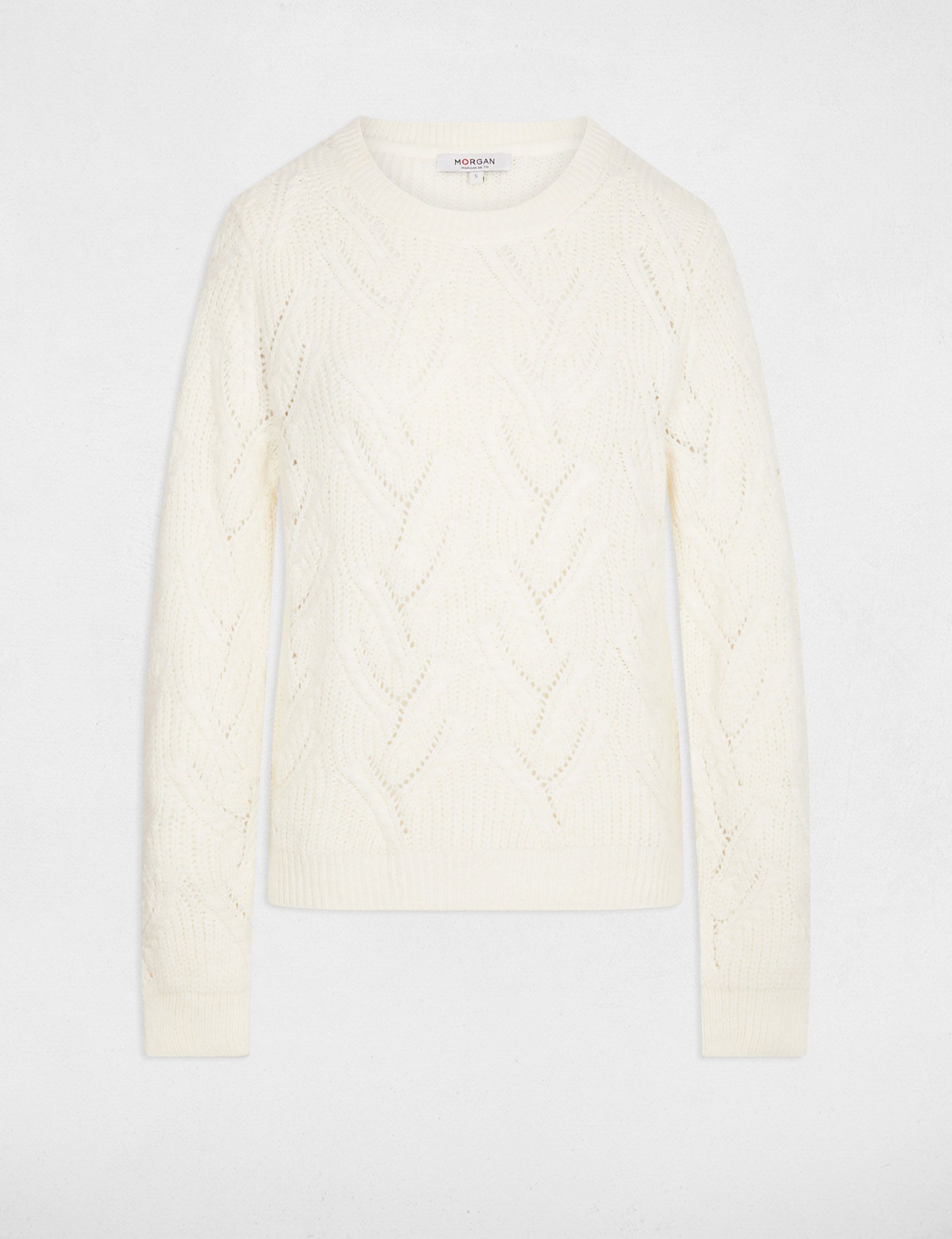 Fancy knit sweater ivory women