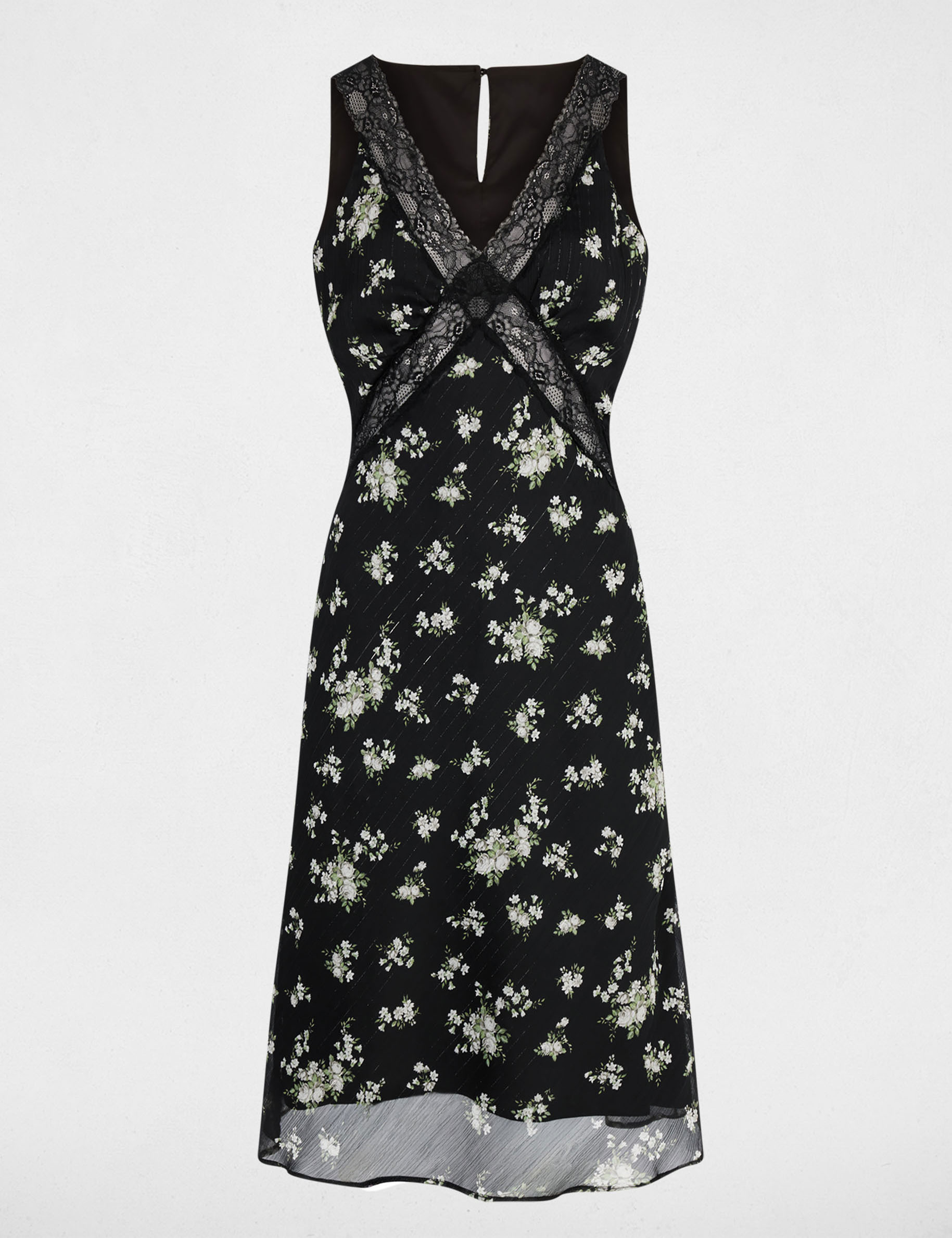Lace dress with v-neck multicolor women