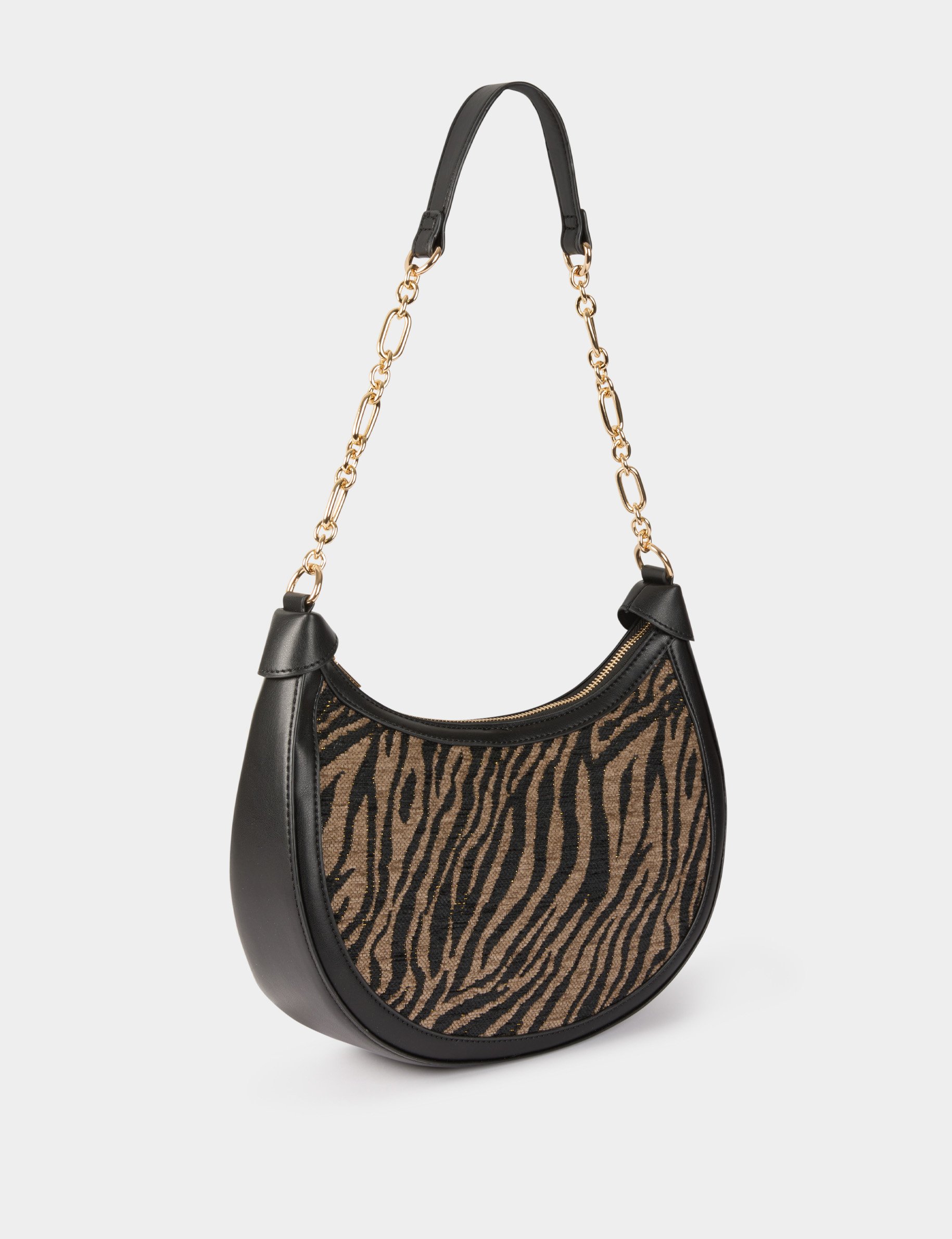 Zebra half-moon bag black women