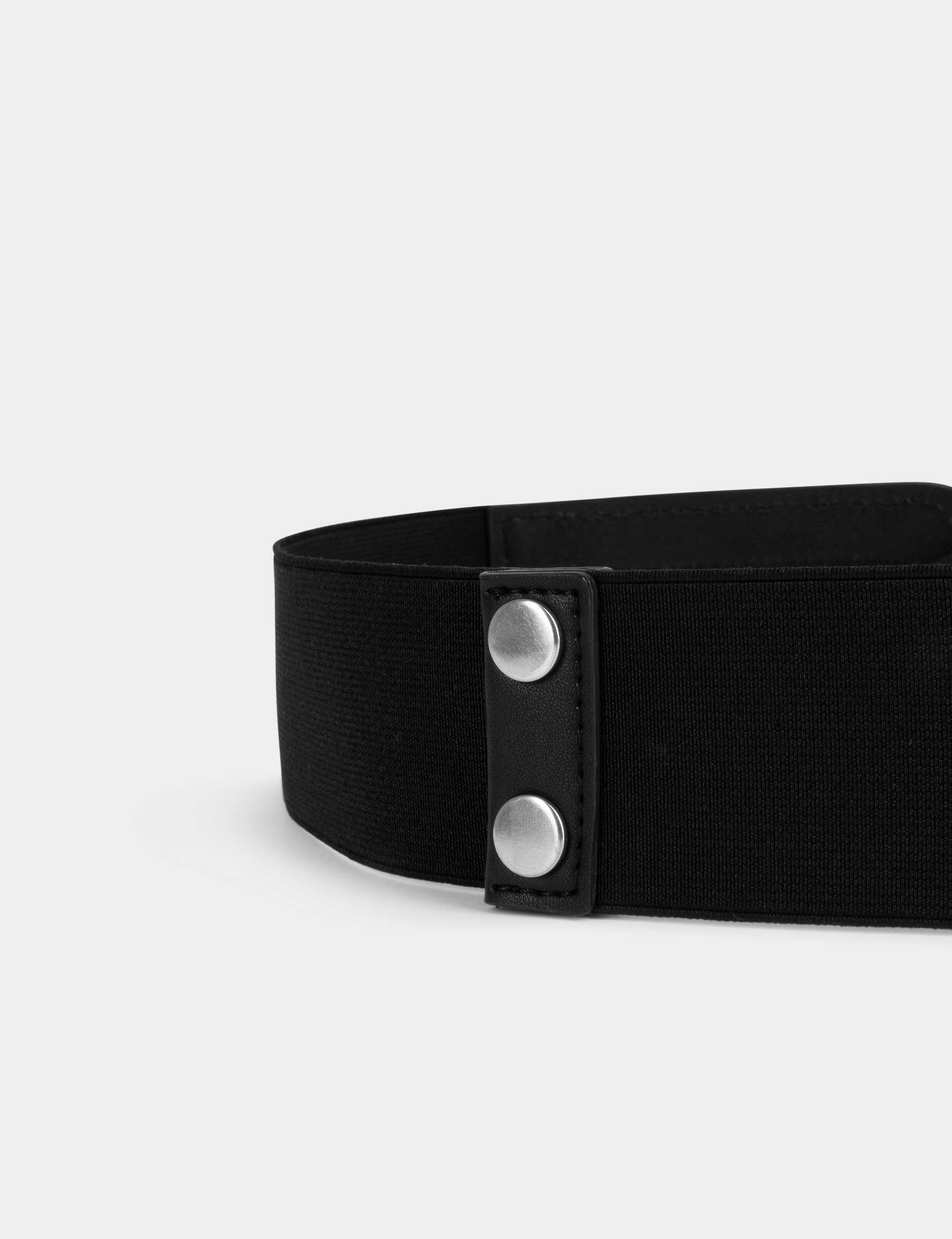 Elasticised belt with rhinestones black ladies'