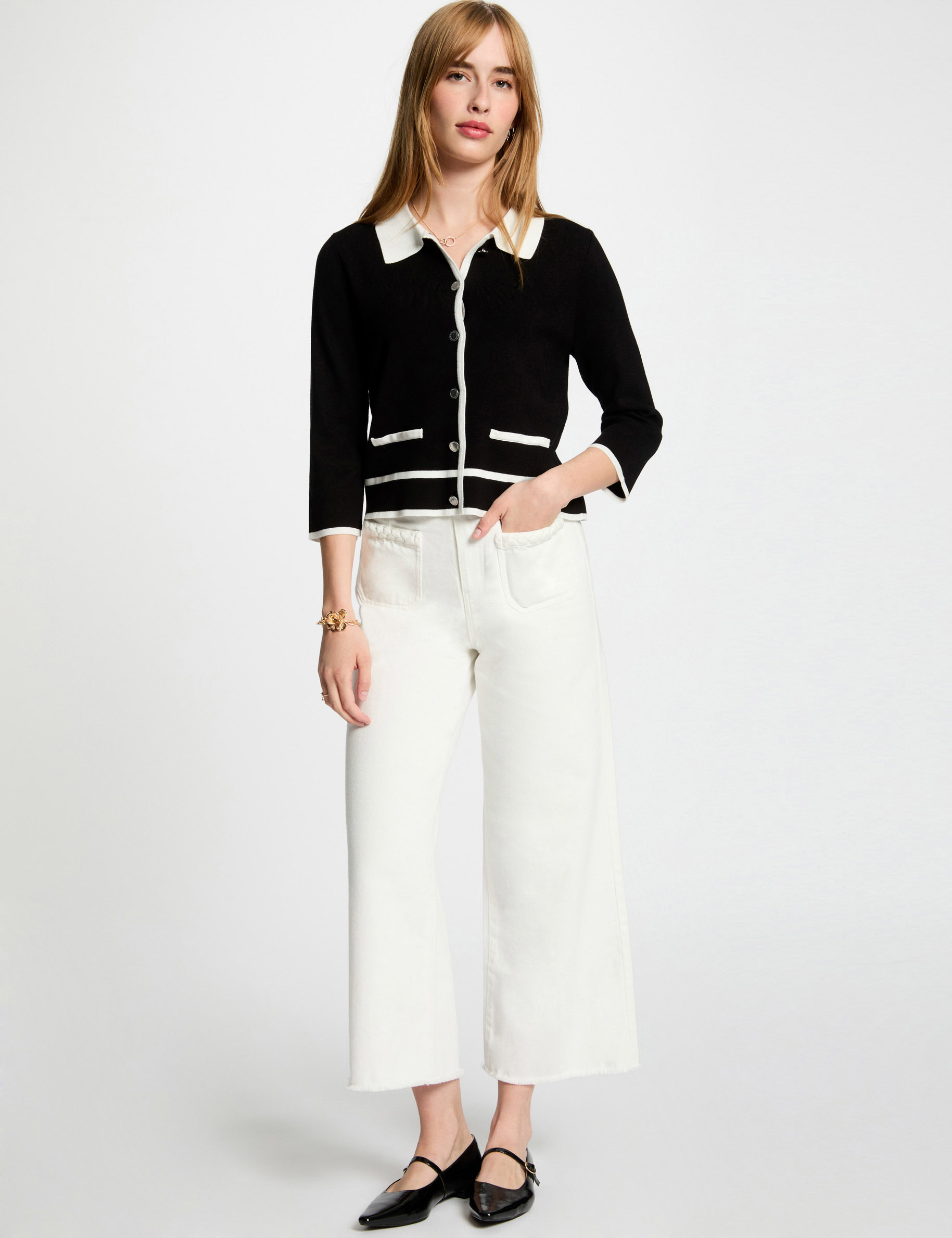 cardigan 34 length sleeves black women Cardigan 3/4-length sleeves black women