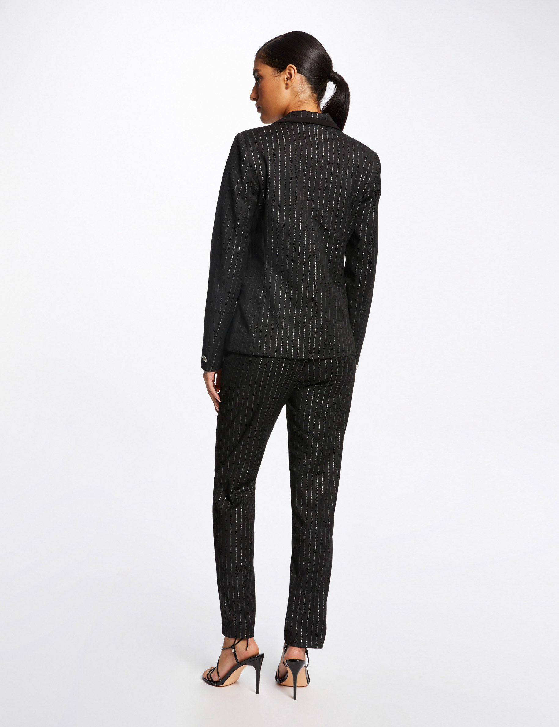 Straight blazer with stripes black ladies'