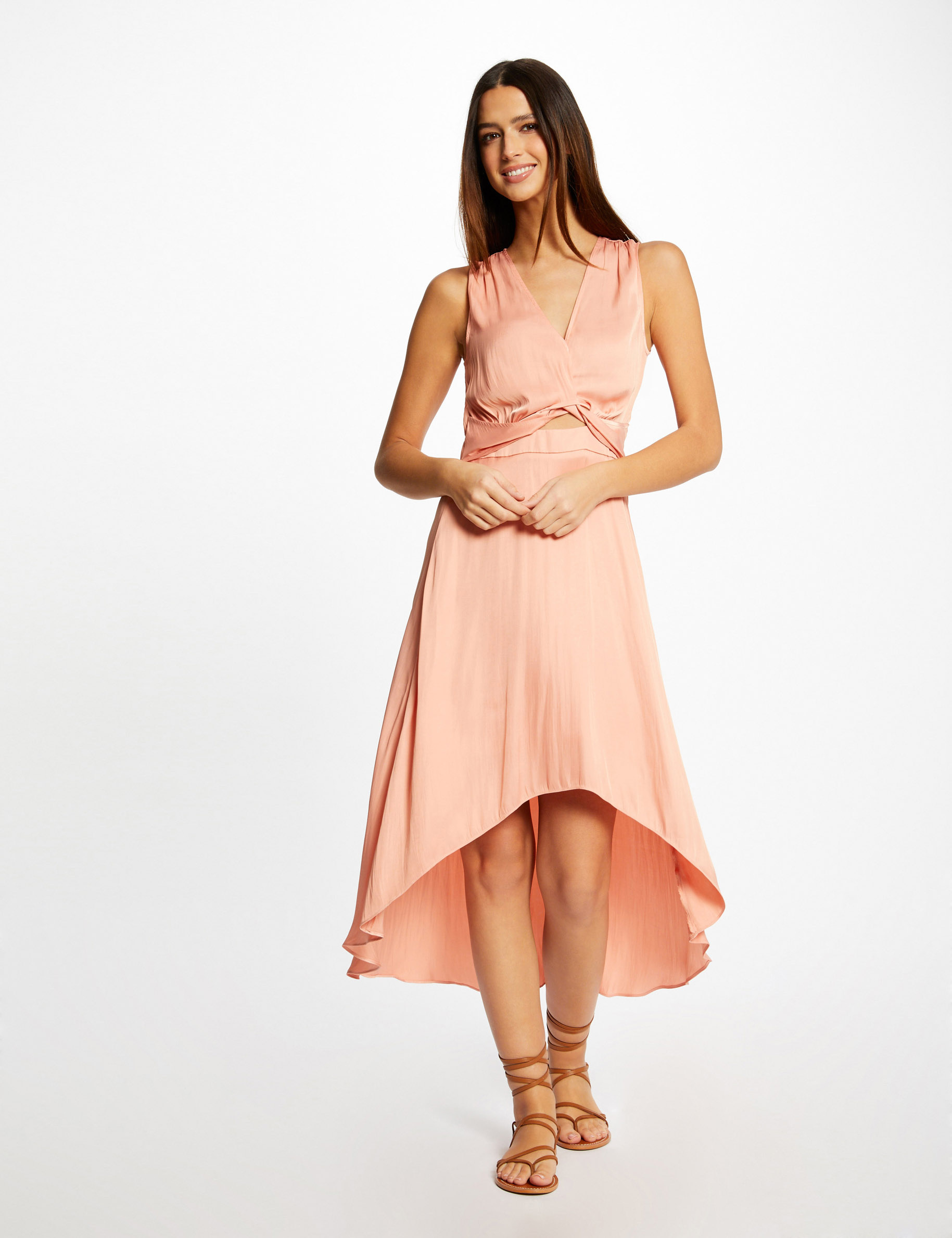 Asymmetrical midi A-line dress medium pink ladies' | Morgan