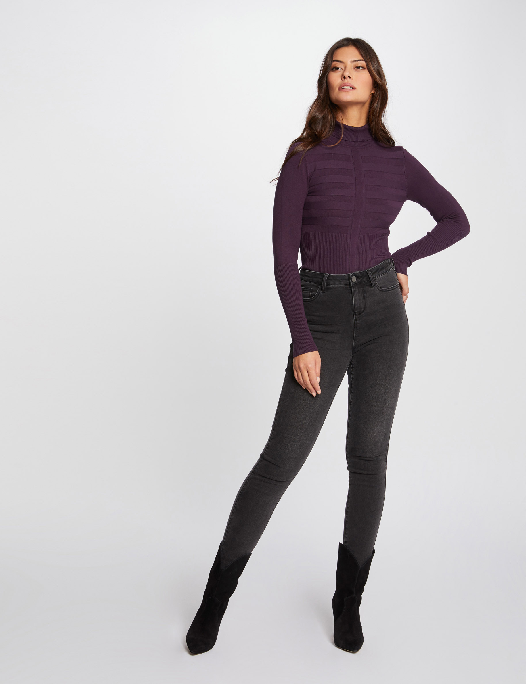 Long-sleeved jumper turtleneck raspberry ladies'