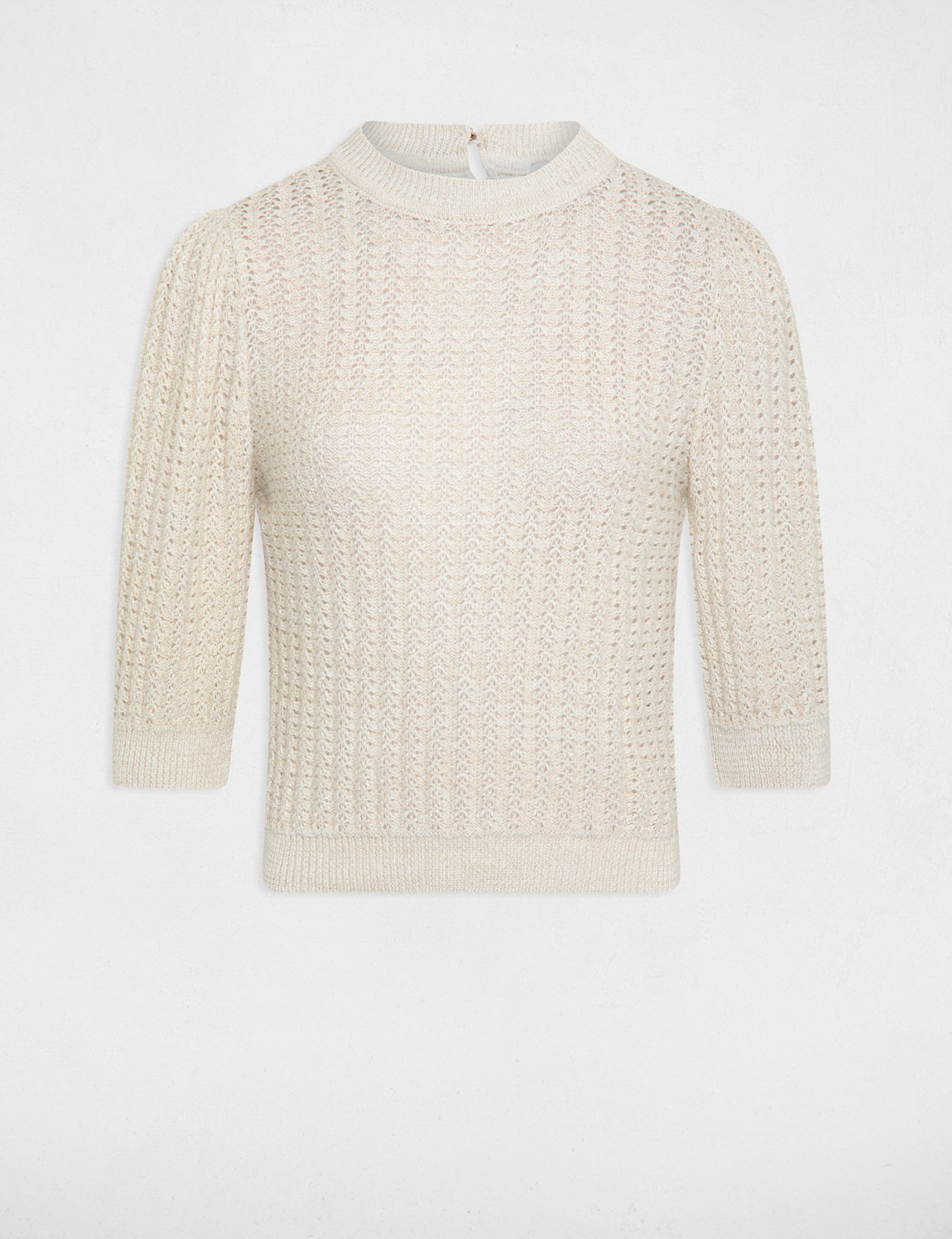 3/4-length sleeved jumper with open back ivory ladies'