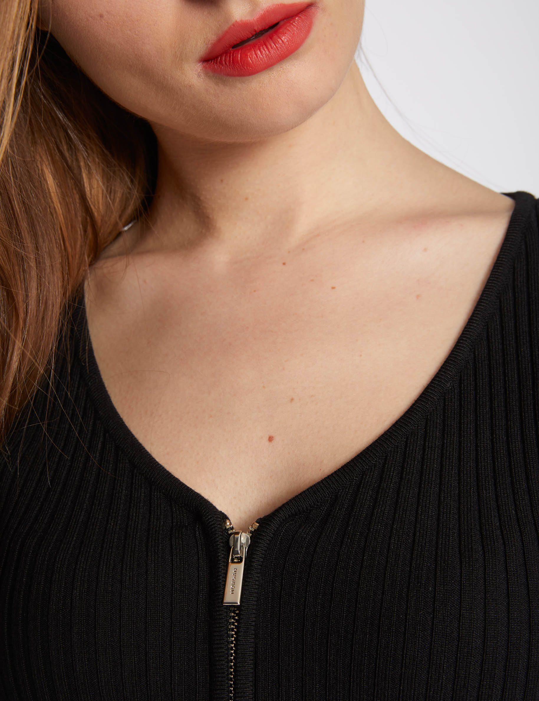 Long-sleeved jumper with ribbed knit black women
