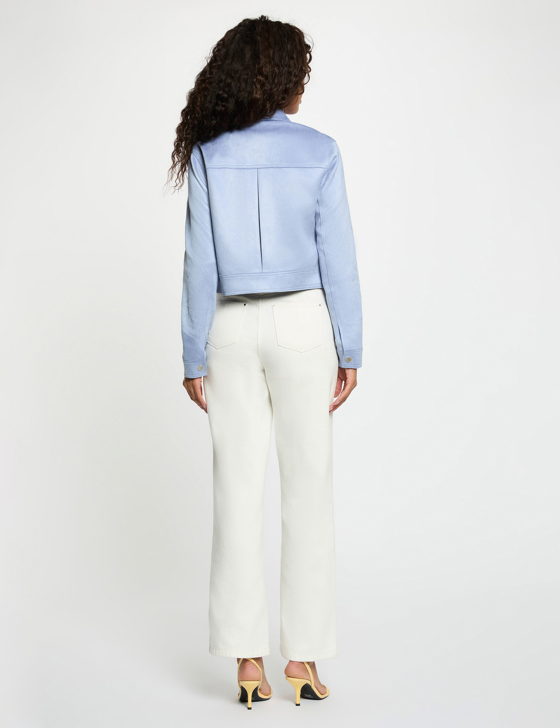 Fitted suede jacket lavender blue women