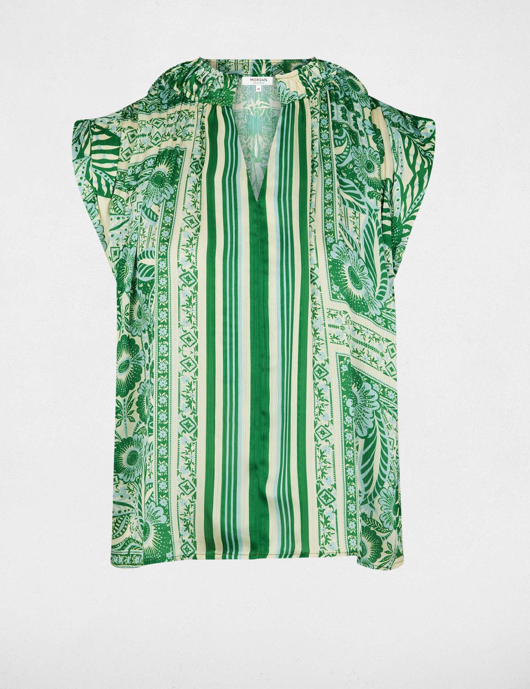 Sleeveless blouse with V-neck multicolor women